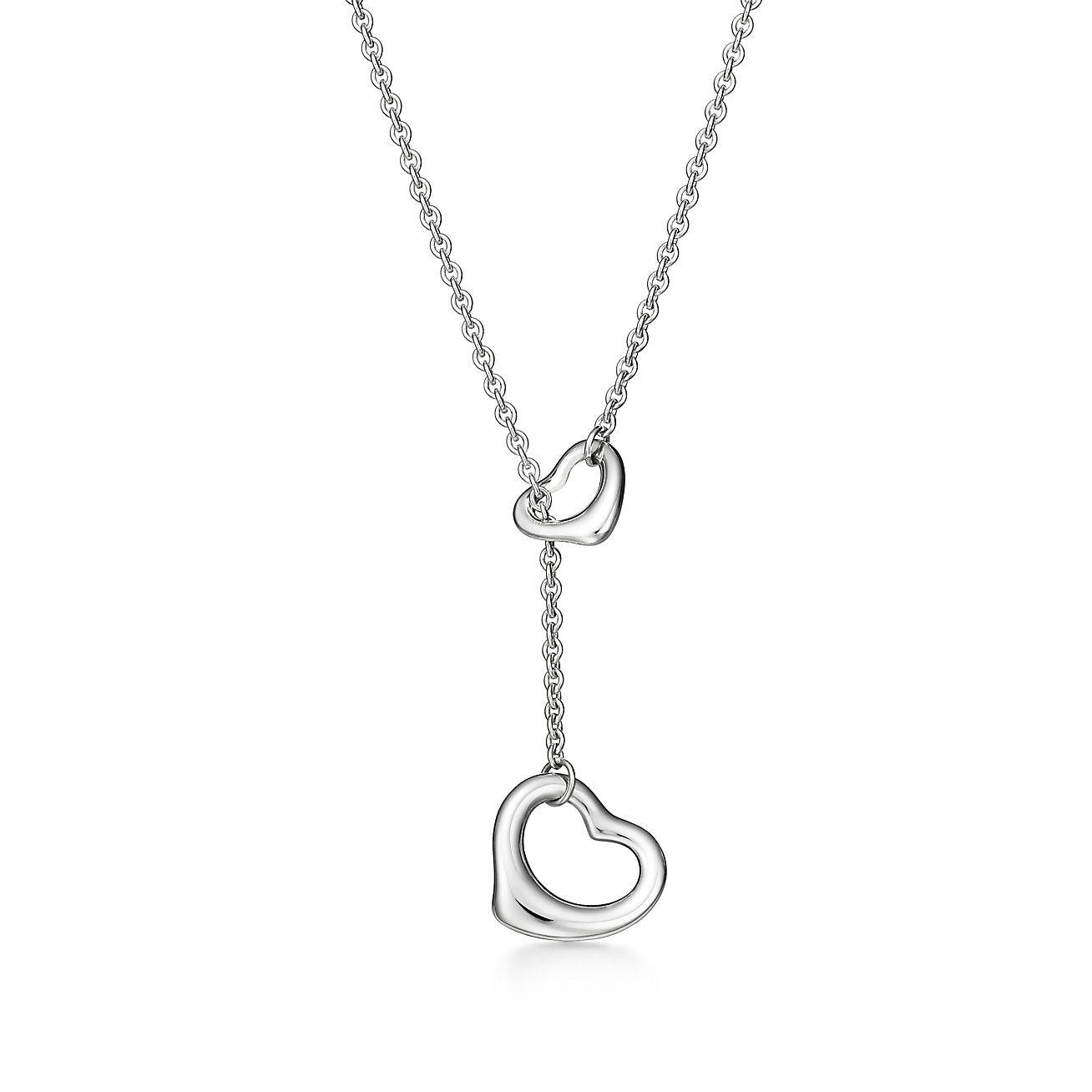 T*f*ny  elsa peretti® open heart lariat necklace in silver, 16 mm