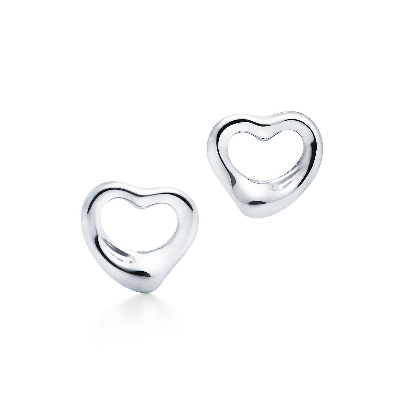 T*f*ny  elsa peretti® open heart stud earrings in silver, 11 mm