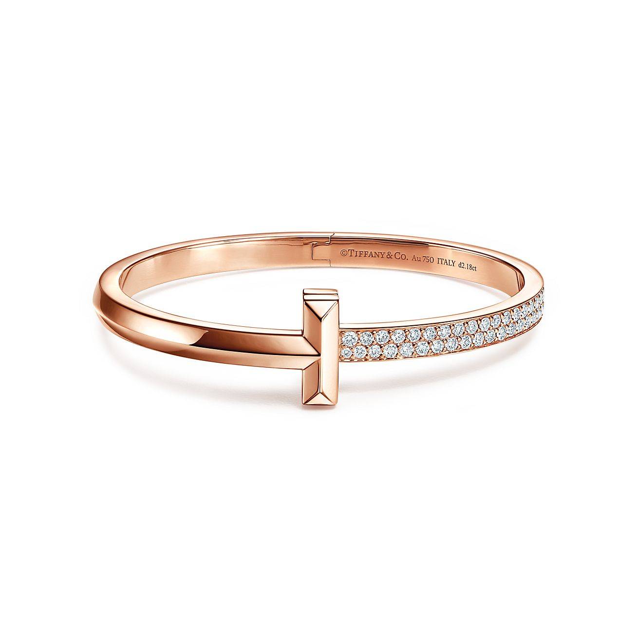 T*f*ny t t1 hinged bangle in rose gold, wide