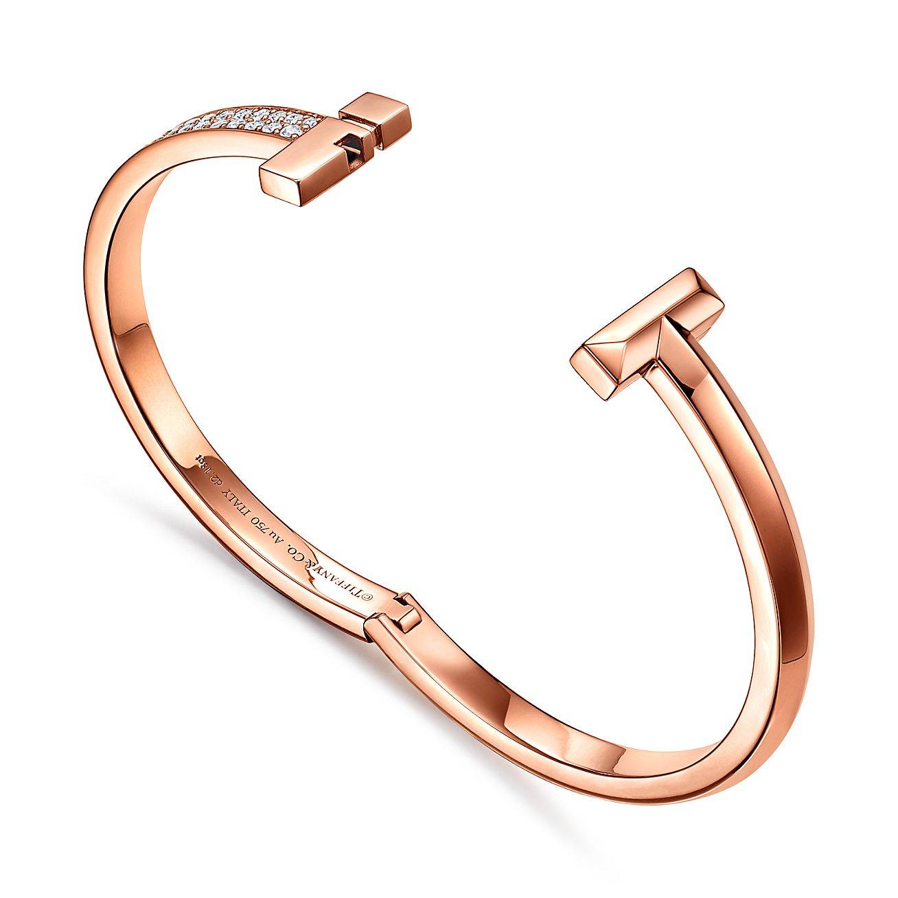 T*f*ny t t1 hinged bangle in rose gold, wide