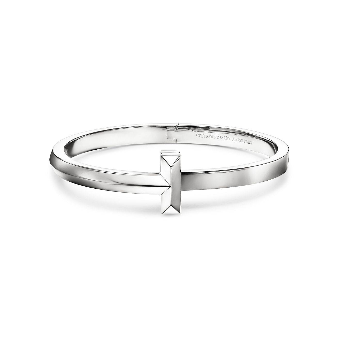 T*f*ny t t1 hinged bangle in white gold, wide