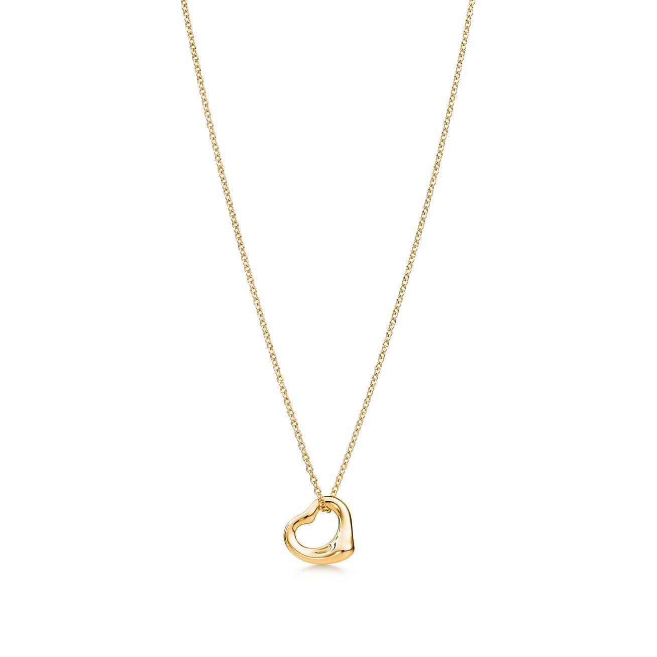 T*f*ny  elsa peretti® open heart pendant in yellow gold, 11 mm