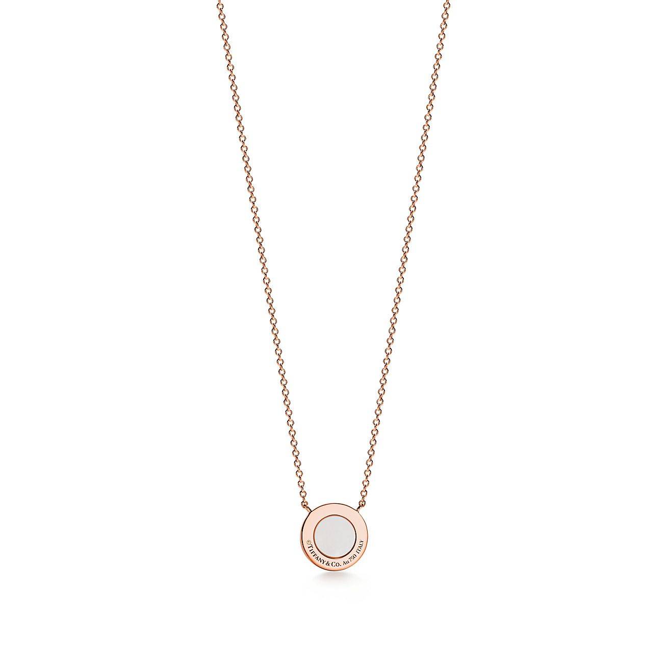 T*f*ny t diamond and mother-of-pearl circle pendant in 18k rose gold, 16-18