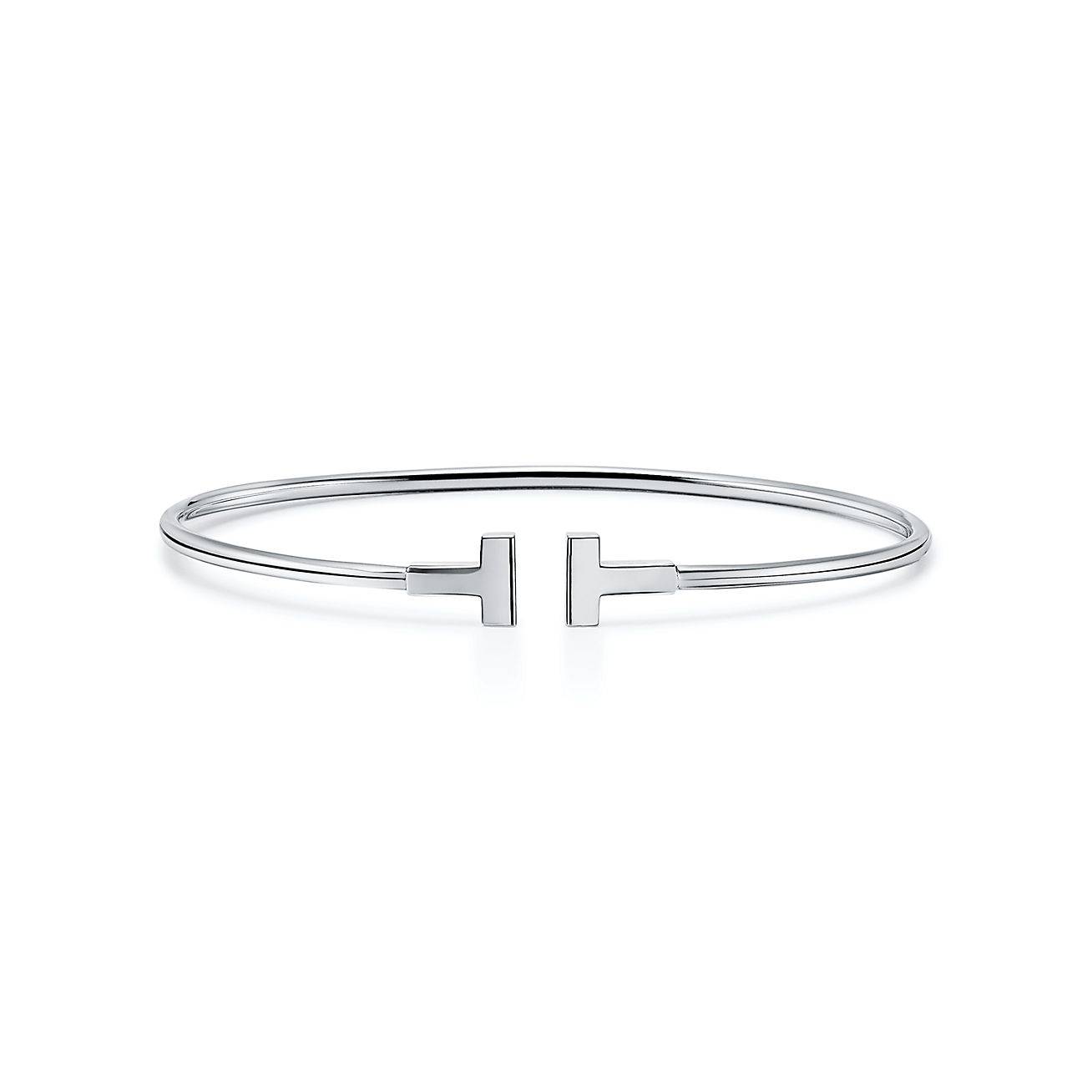 T*f*ny t narrow wire bracelet in 18k white gold