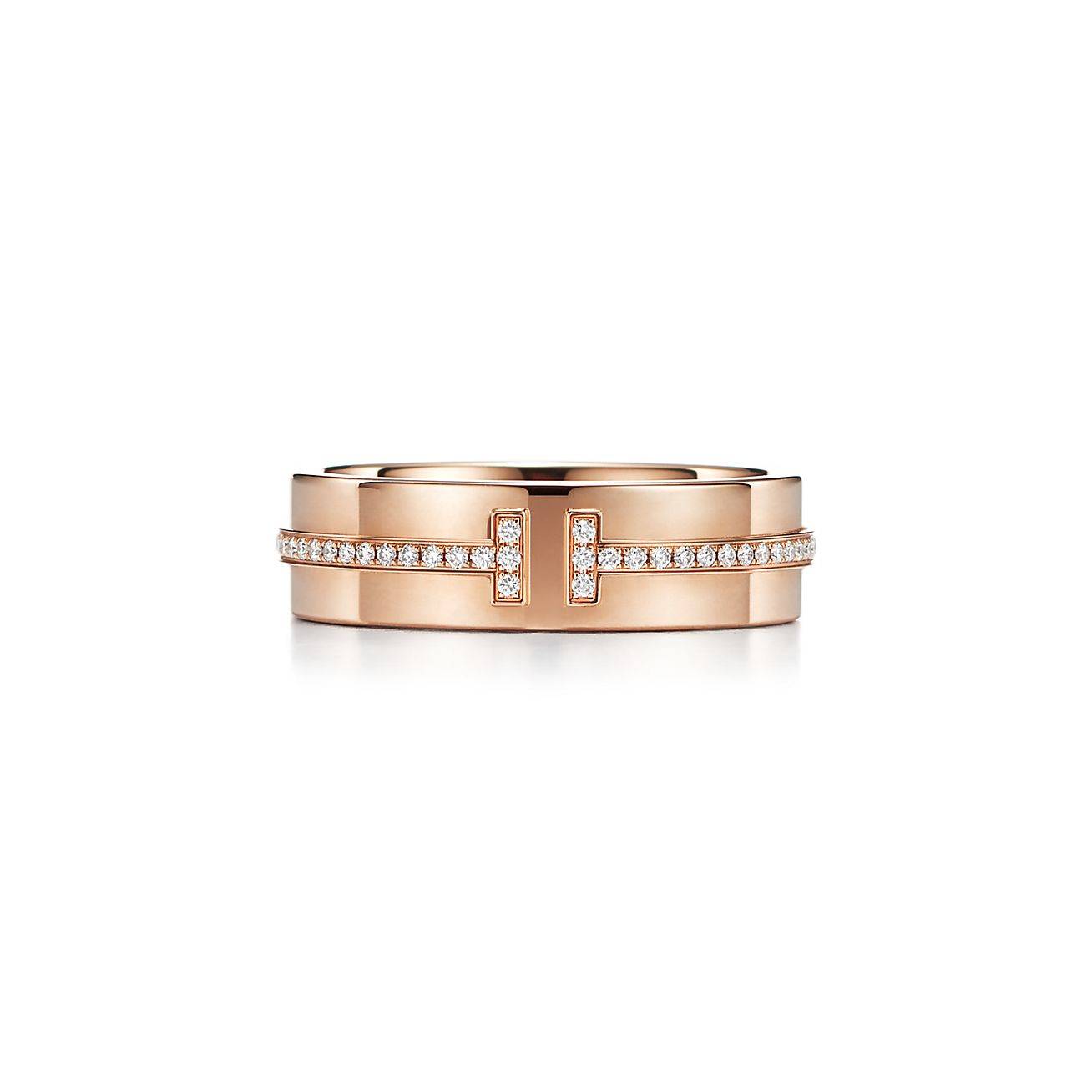 T*f*ny t wide diamond ring in 18k rose gold