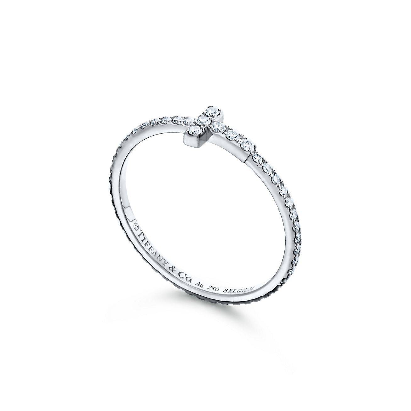 T*f*ny t diamond wire band ring in 18k white gold