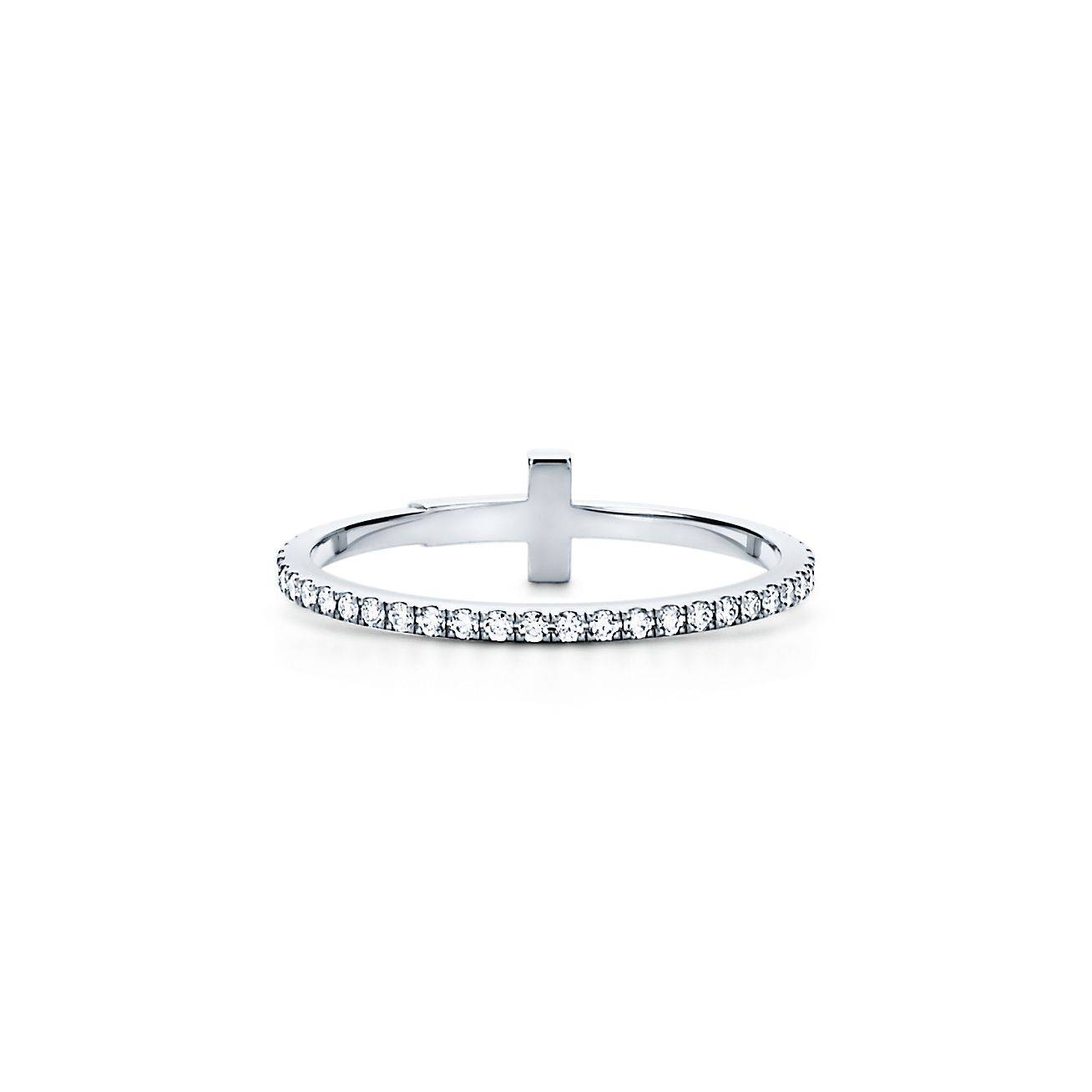 T*f*ny t diamond wire band ring in 18k white gold