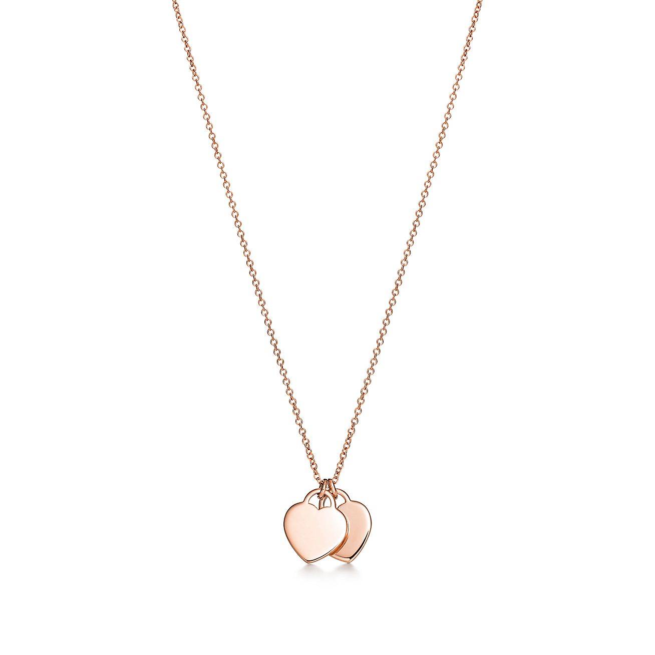 T*f*ny return to T*f*ny® double heart tag pendant in rose gold, mini