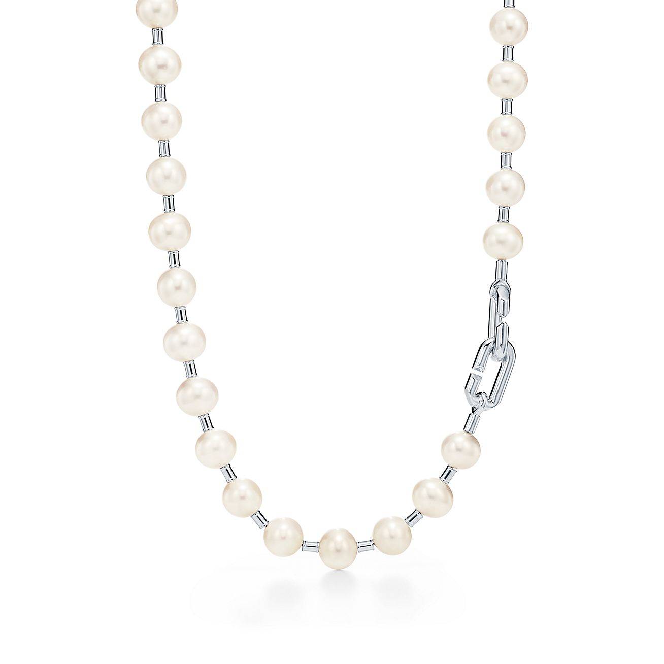 TIFFANY HARDWEAR FRESHWATER PEARL NECKLACE IN STERLING SILVER, 16