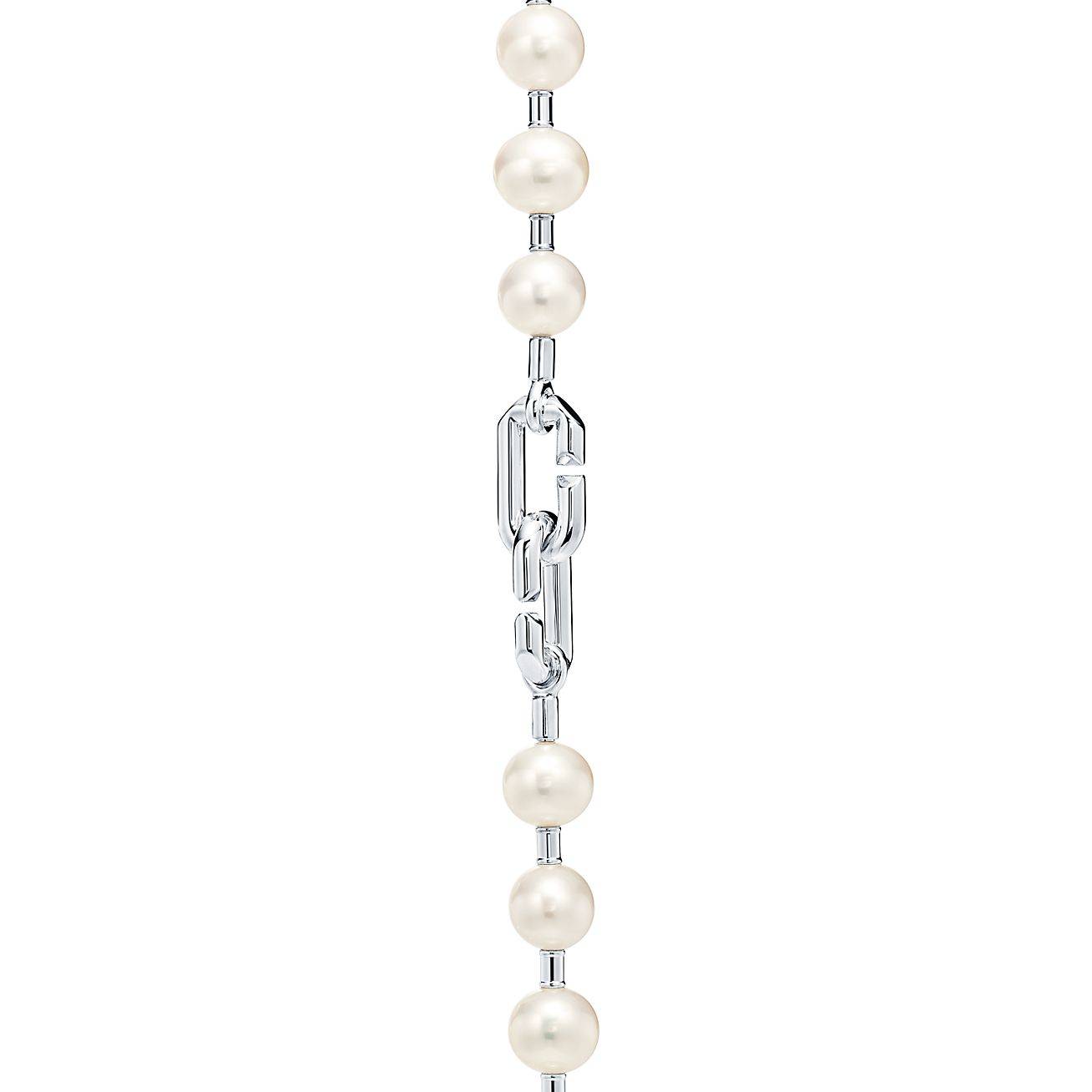 T*f*ny hardwear freshwater pearl necklace in sterling silver, 16