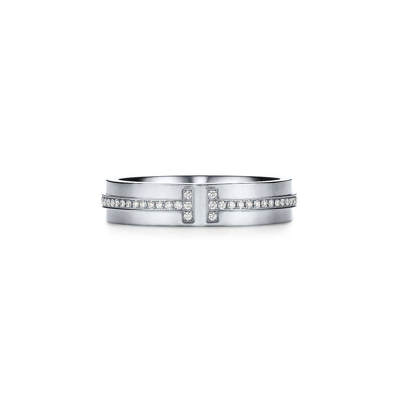 T*f*ny t narrow diamond ring in 18k white gold