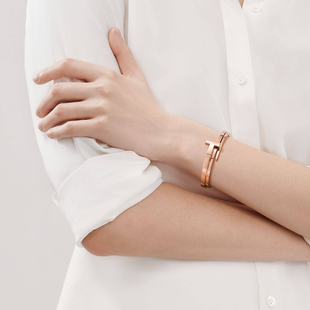 T*f*ny t diamond square wrap bracelet in 18k rose gold