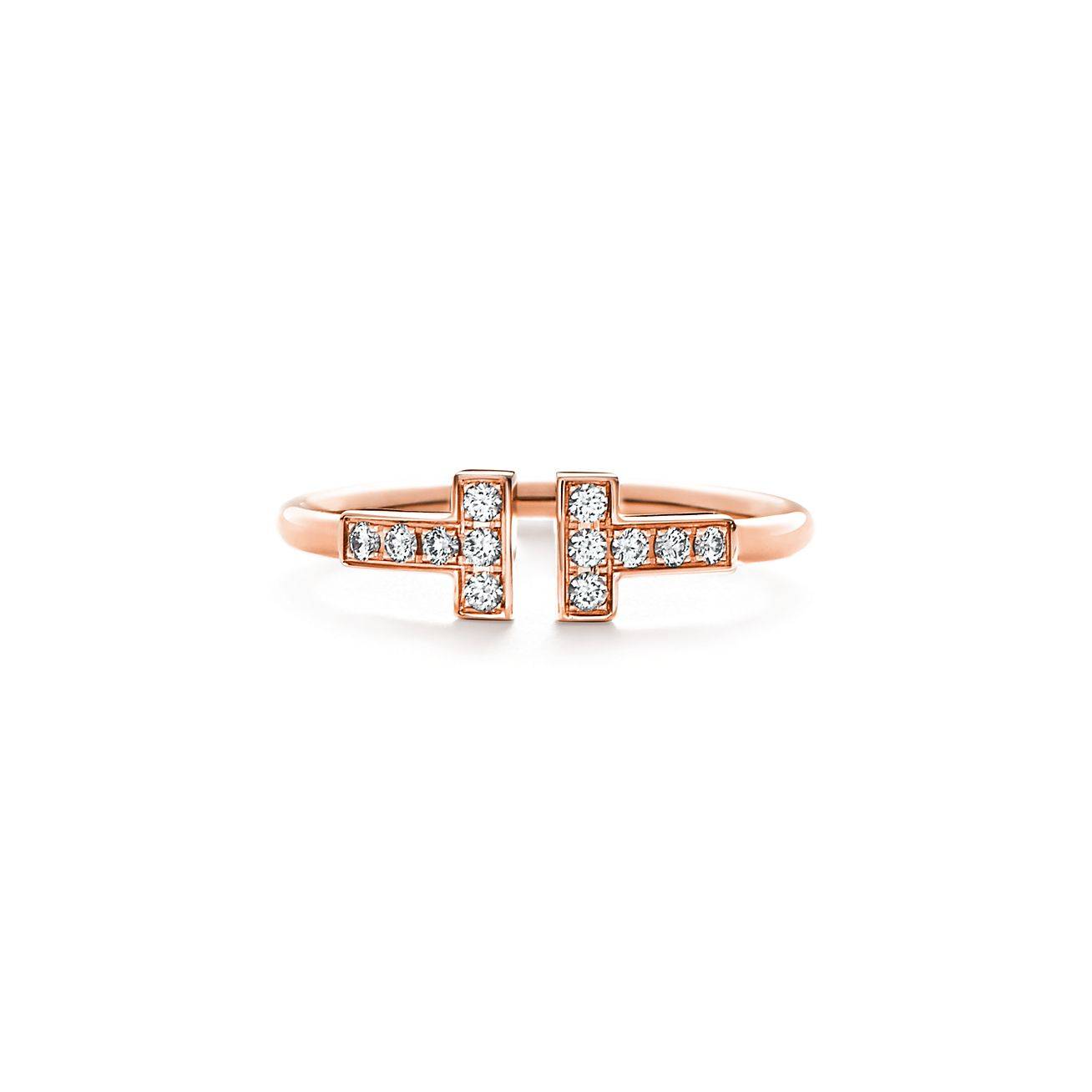 T*f*ny t diamond wire ring in 18k rose gold