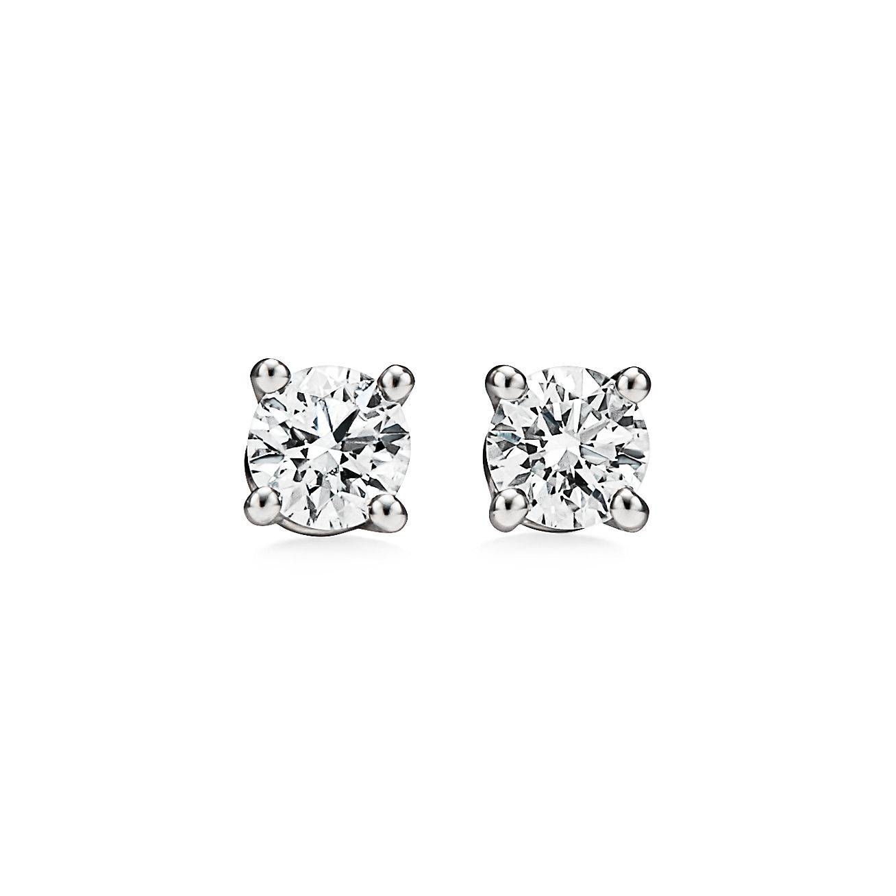 T*f*ny solitaire diamond stud earrings in platinum