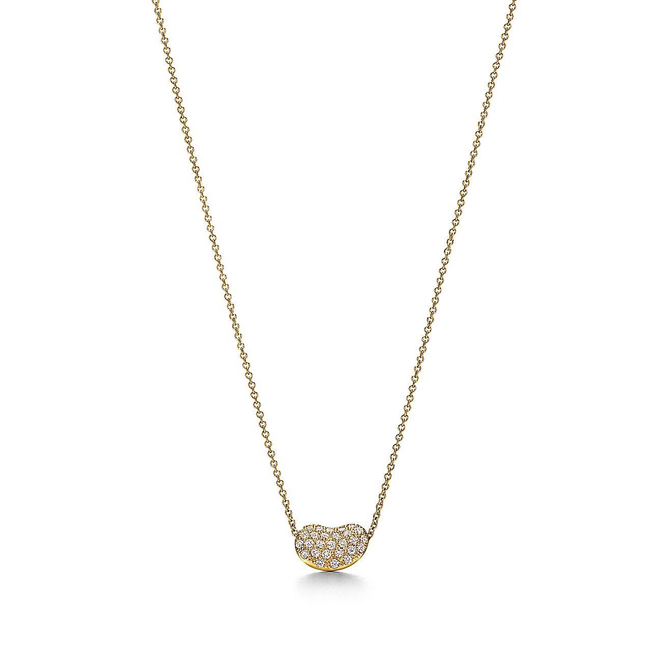 T*f*ny elsa peretti® bean® design pendant in yellow gold with pavÉ diamonds, 12 mm