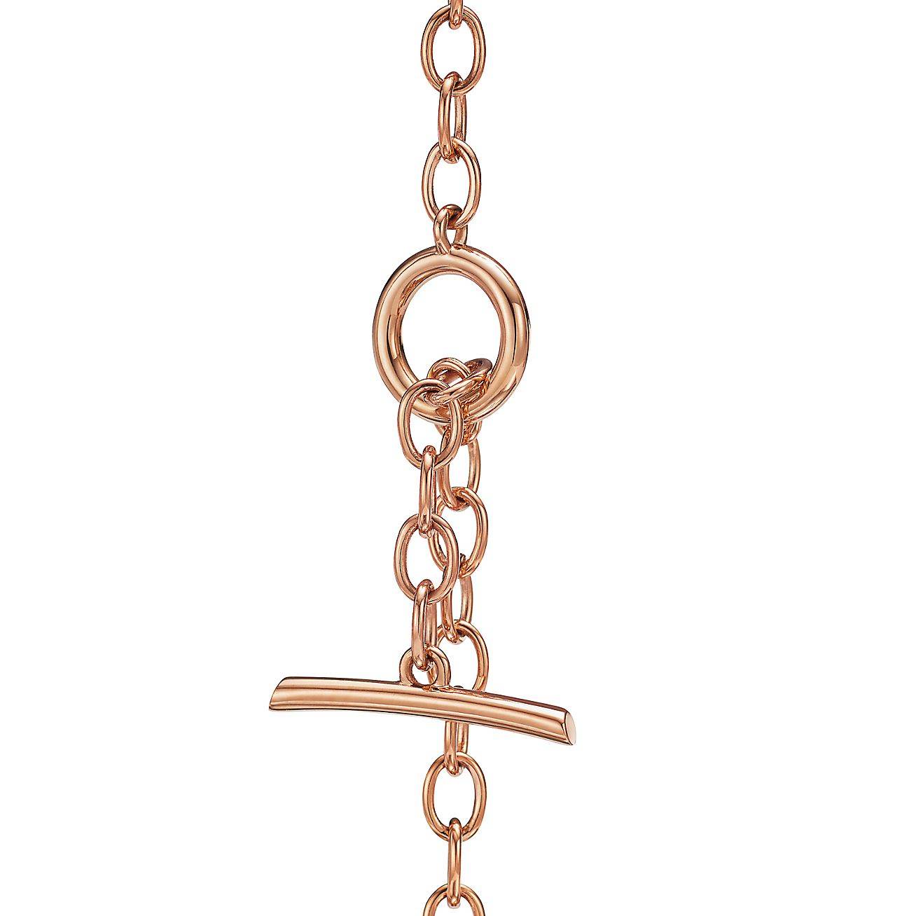 T*f*ny knot double row necklace in rose gold with diamonds