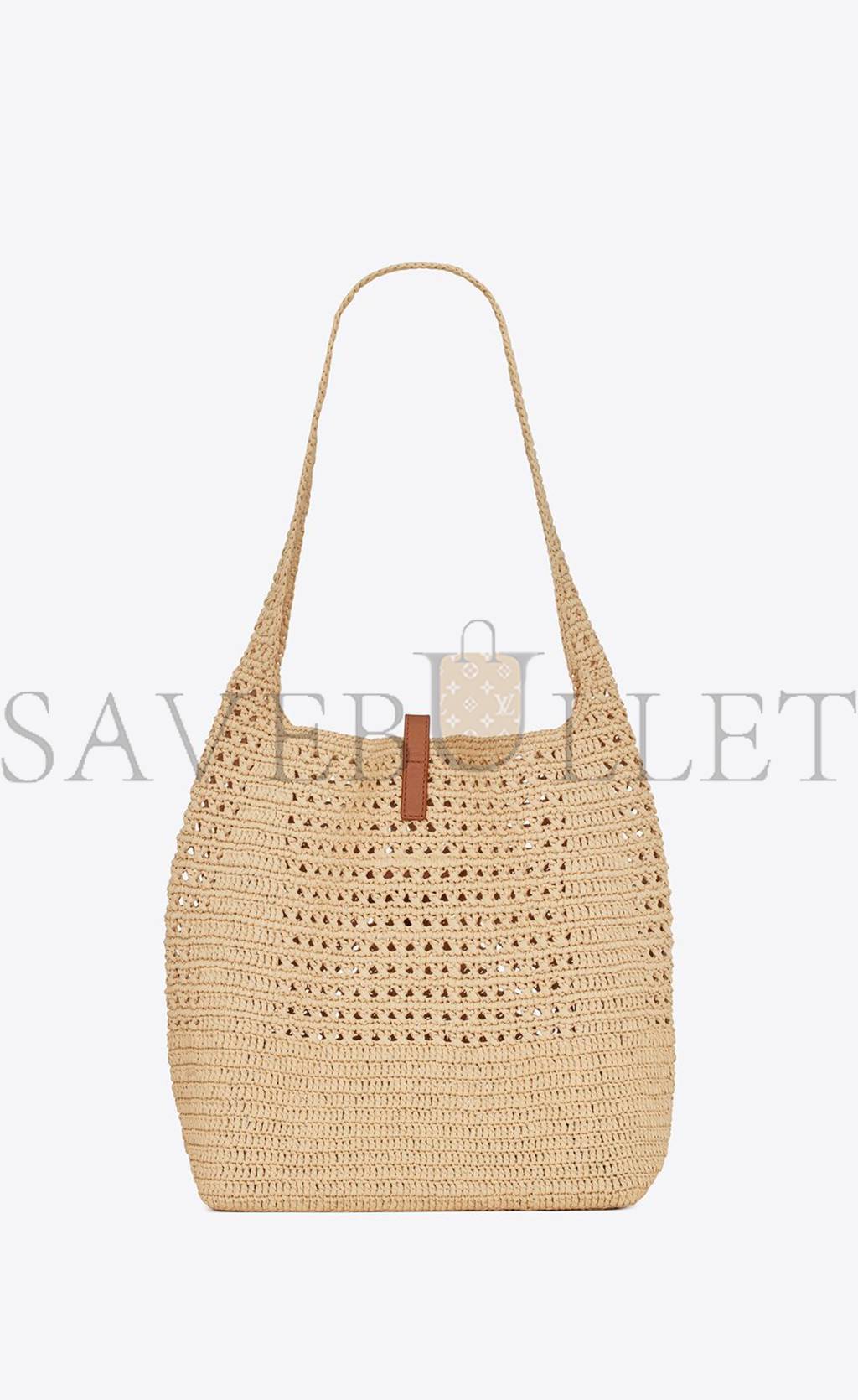 YSL HOBO RAFFIA BAG IN CROCHET AND SMOOTH LEATHER 690941GAAAR2080 (37*30*14cm)