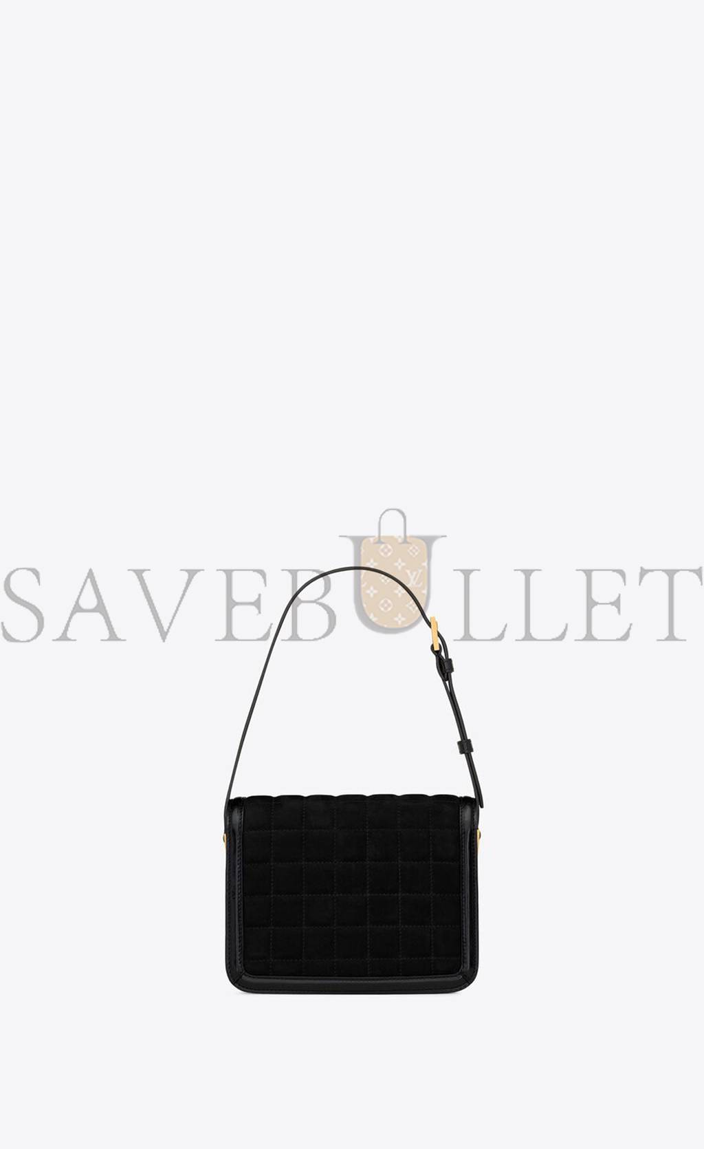 YSL SOLFERINO SMALL SATCHEL IN QUILTED NUBUCK SUEDE 739139AABR91000 (18.5*14*6cm)