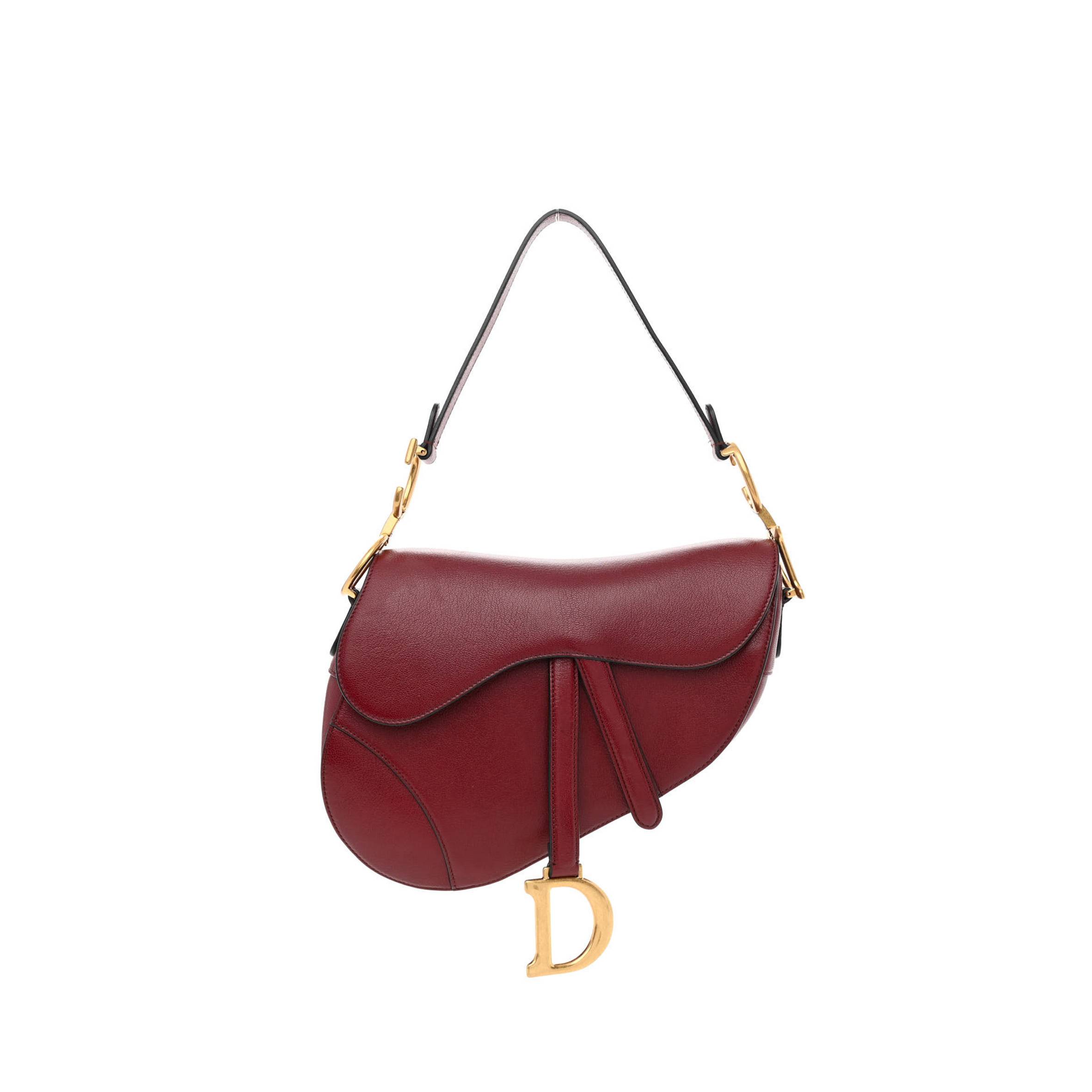 D*or grained calfskin saddle bag red (23*20*7cm)