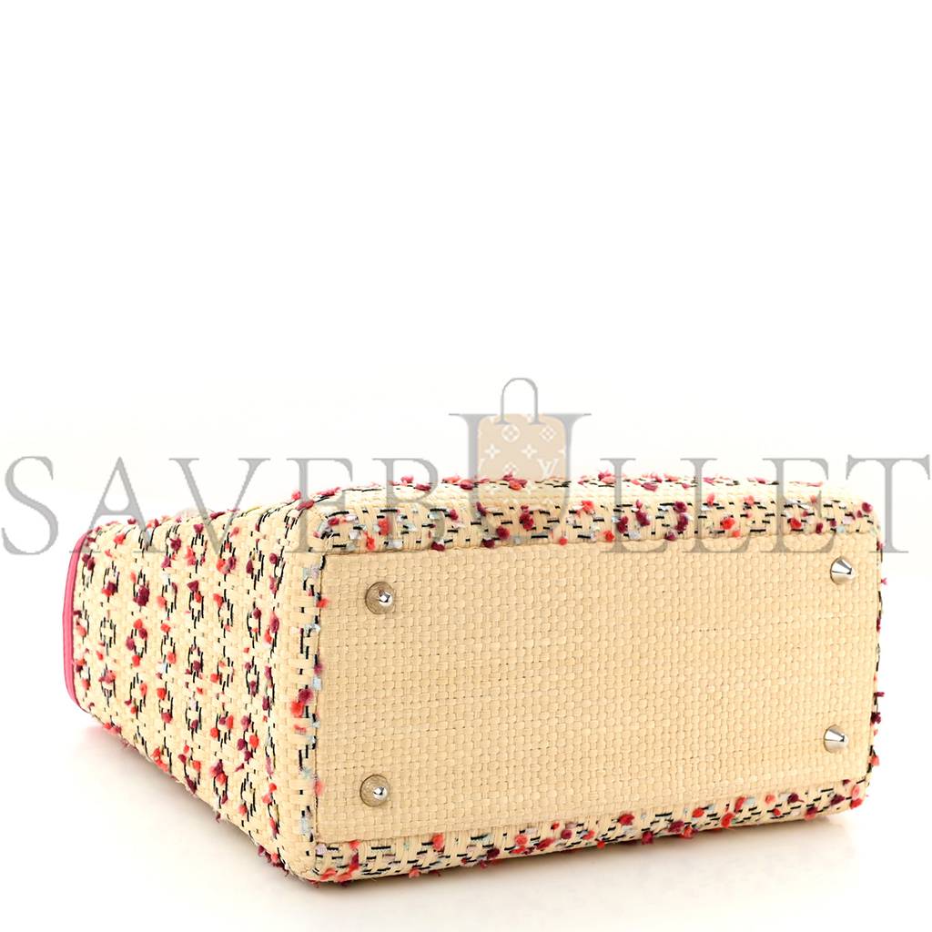 D*or raffia tweed medium lady D*or pink beige (24*20*12.1cm)