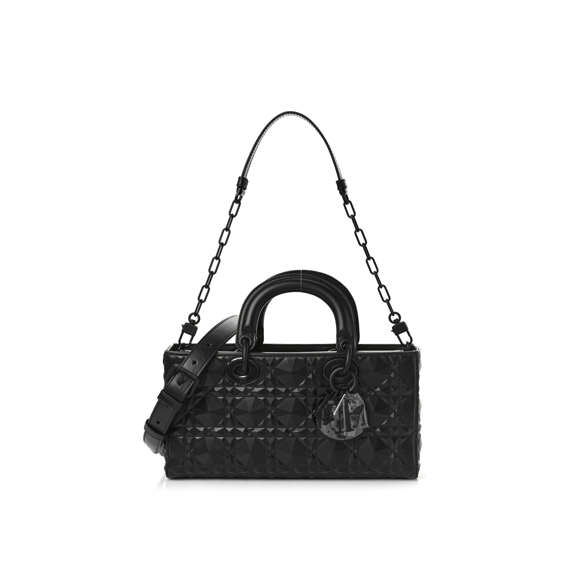 D*or calfskin cannage diamond medium lady d-joy black (26*14*5.7cm)