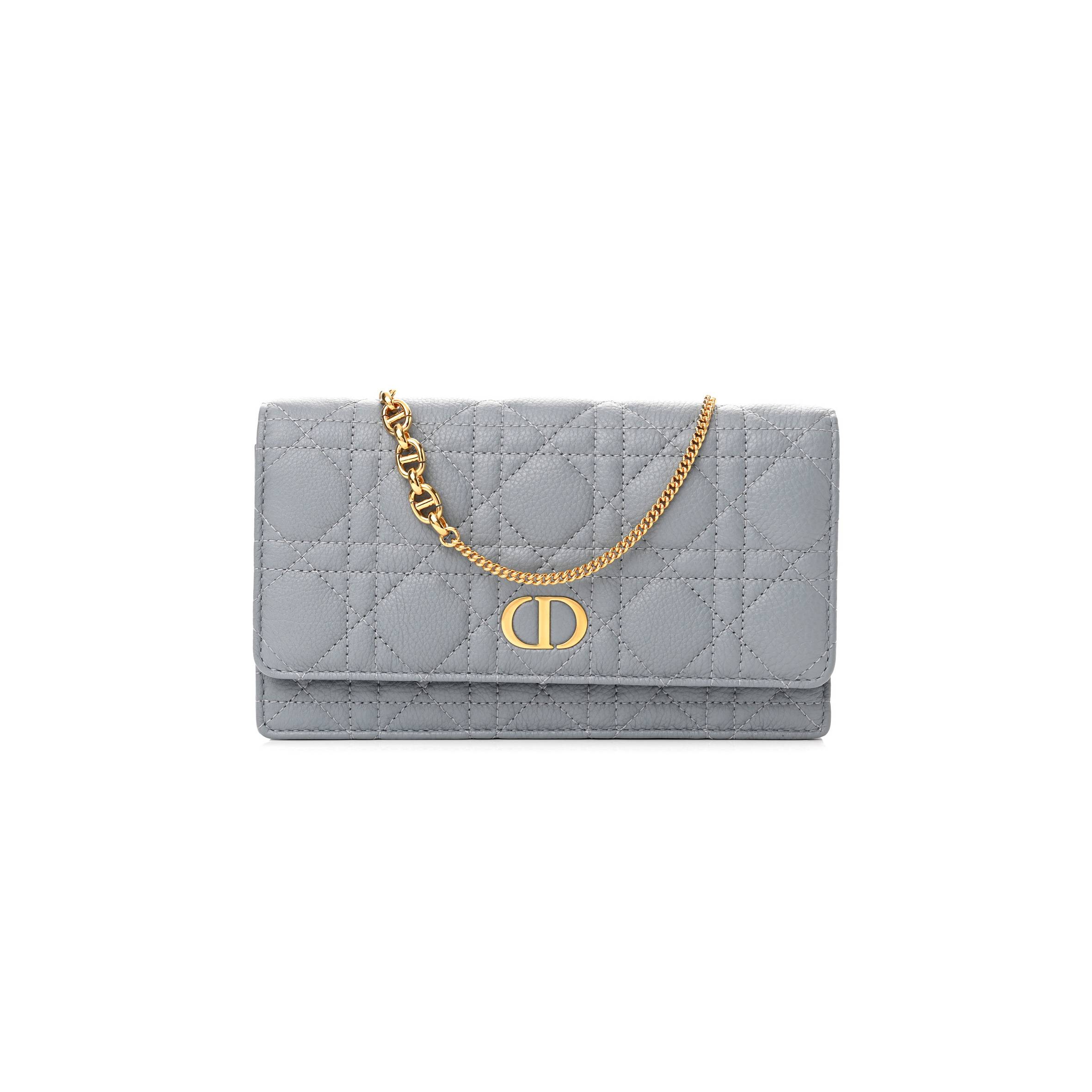 D*or supple calfskin caro pouch with chain cloud (20*11*3.2cm)