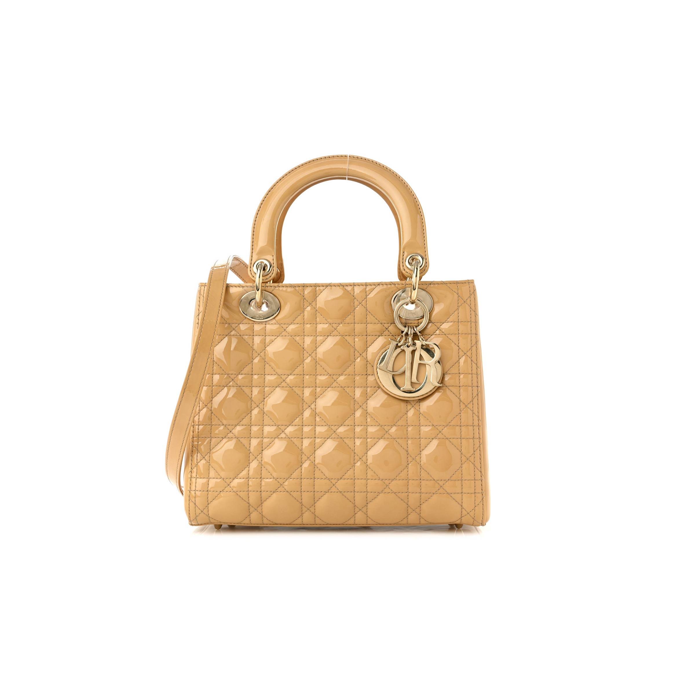 D*or patent cannage medium lady D*or beige (23*20*12.1cm)