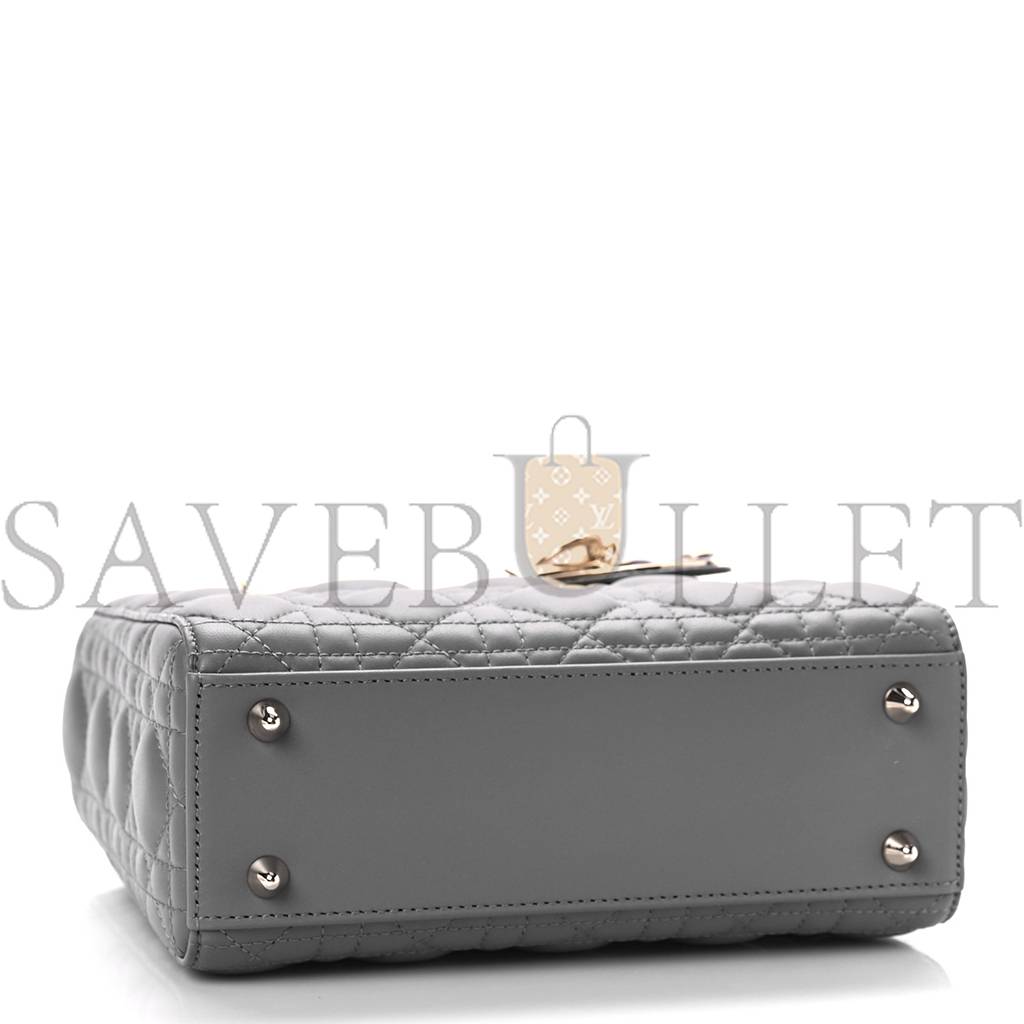 DIOR LAMBSKIN CANNAGE SMALL MY ABC DIOR LADY DIOR GREY (20*18*8.9cm)