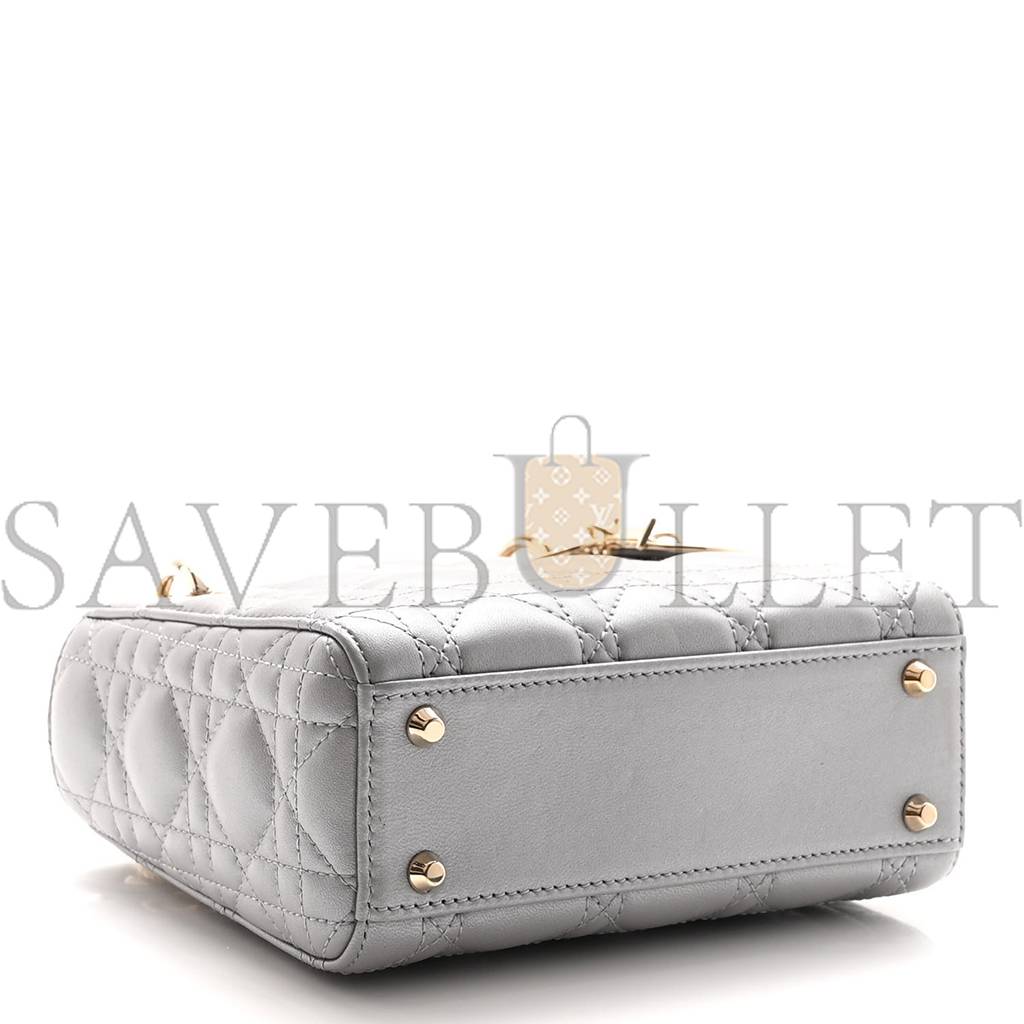 D*or metallic lambskin cannage mini lady D*or grey (17*15*7cm)