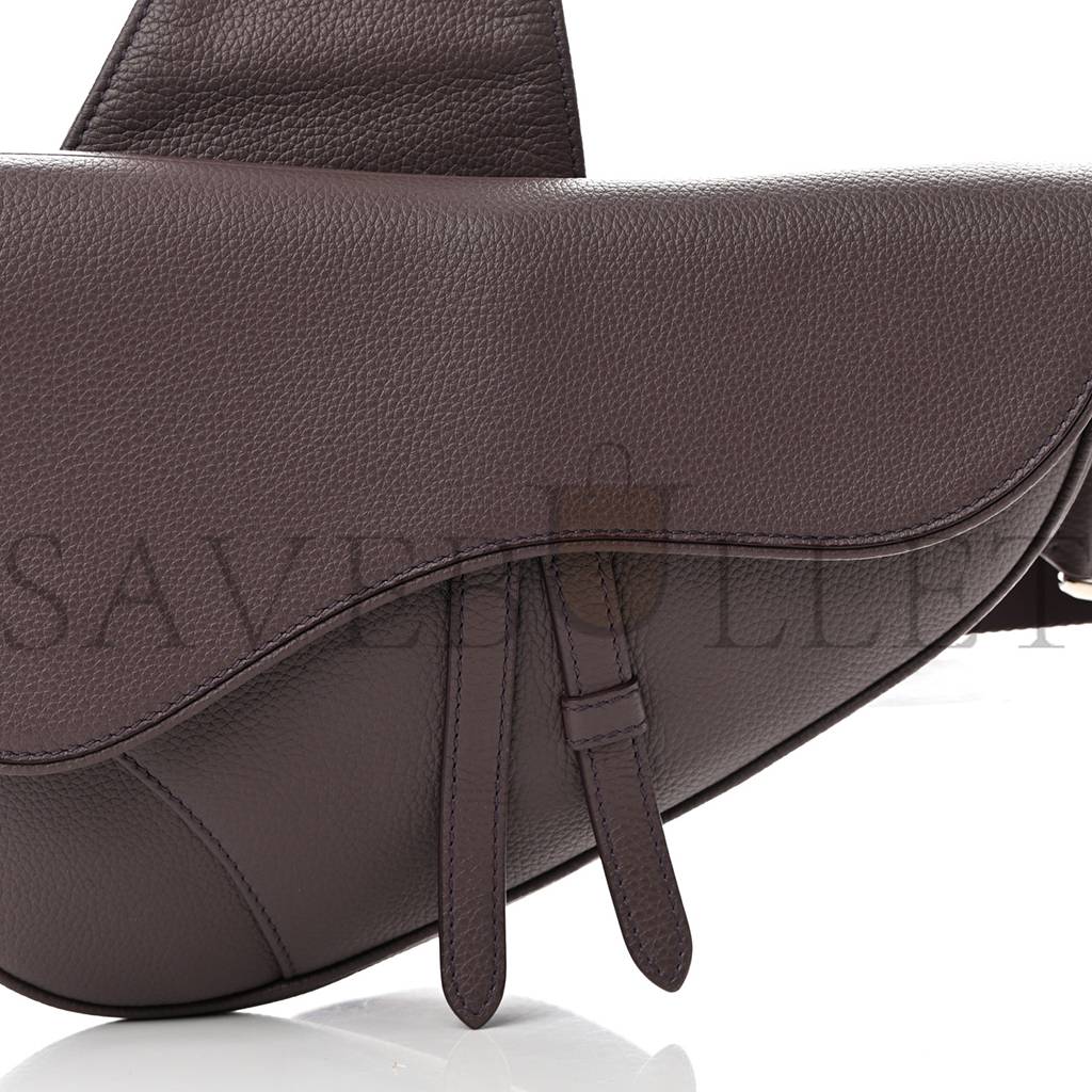 D*or grained calfskin kim jones saddle bag amaranth (27*22*3.8cm)