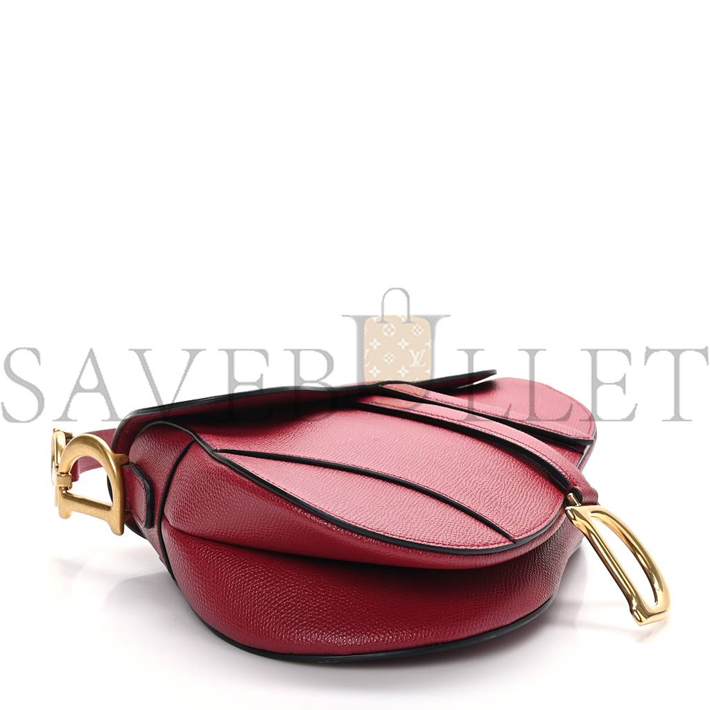 D*or grained calfskin saddle bag red (25*20*7cm)