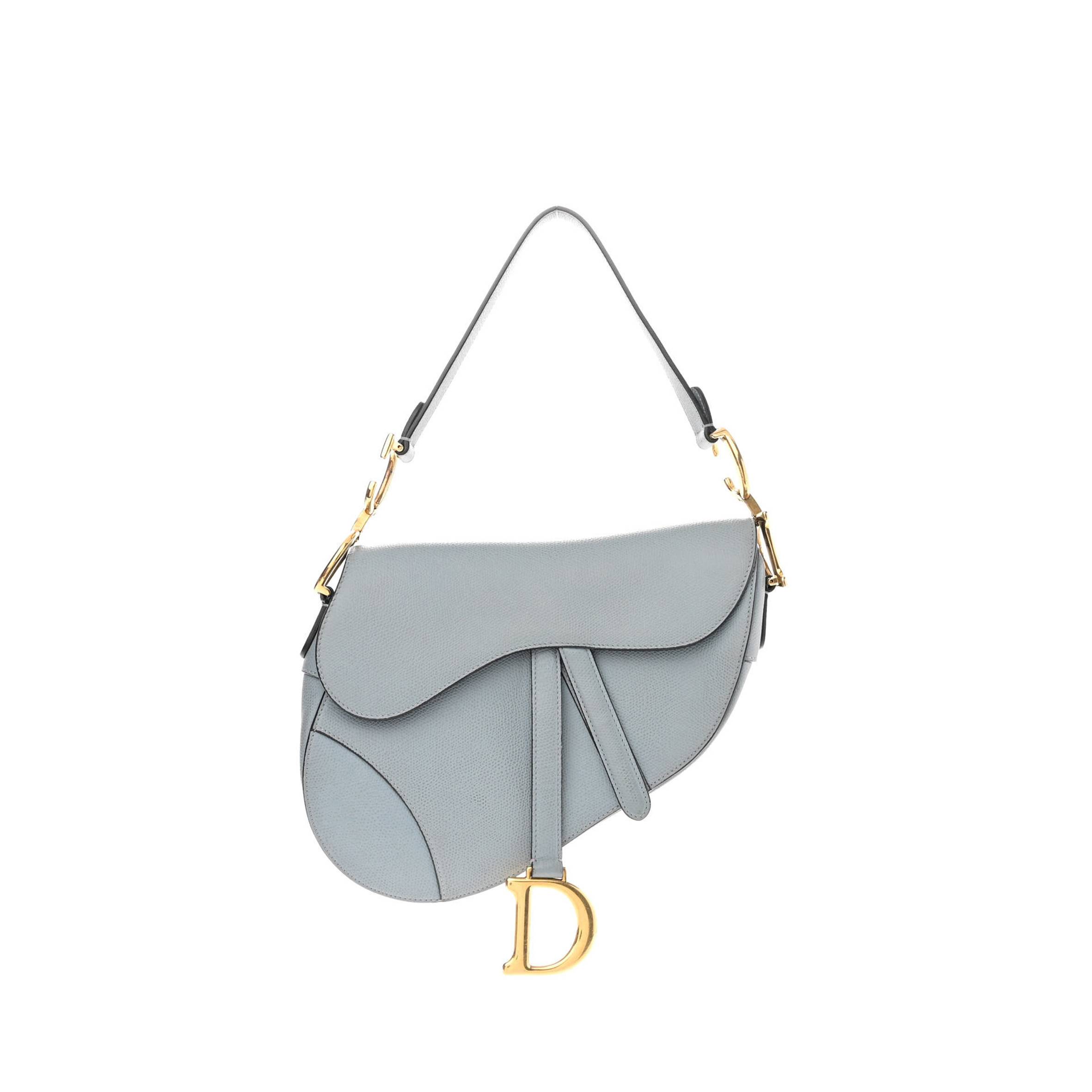 D*or grained calfskin saddle bag grey stone (24*23*5.7cm)