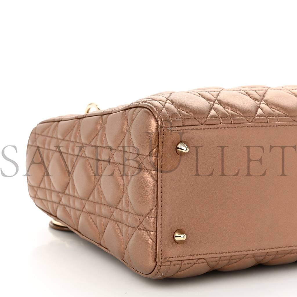 D*or metallic lambskin cannage medium lady D*or bronze (24*20*11.4cm)