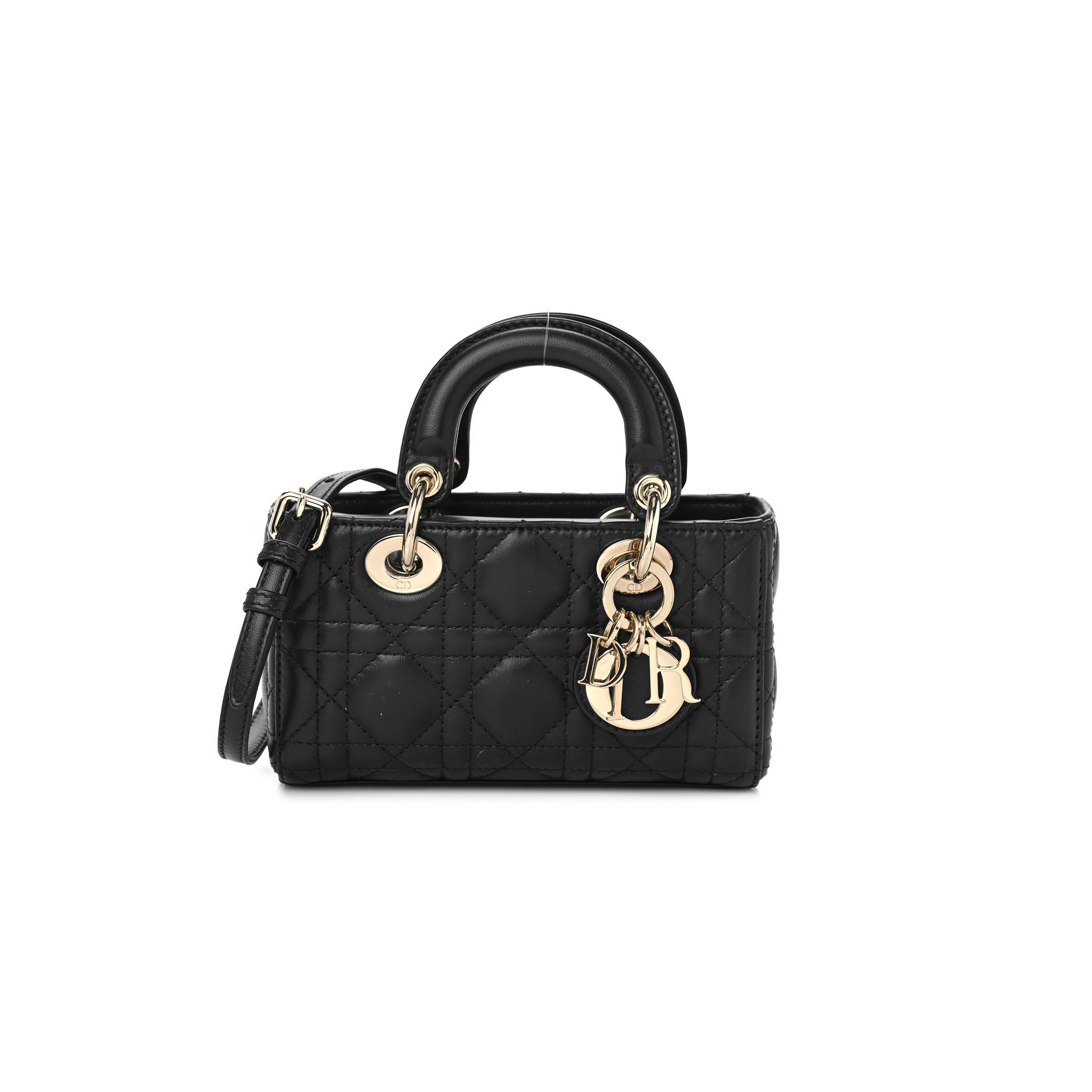 D*or lambskin cannage micro lady d-joy black (16*10*5.1cm)