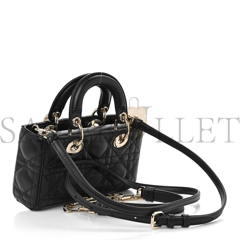 D*or lambskin cannage micro lady d-joy black (16*10*5.1cm)