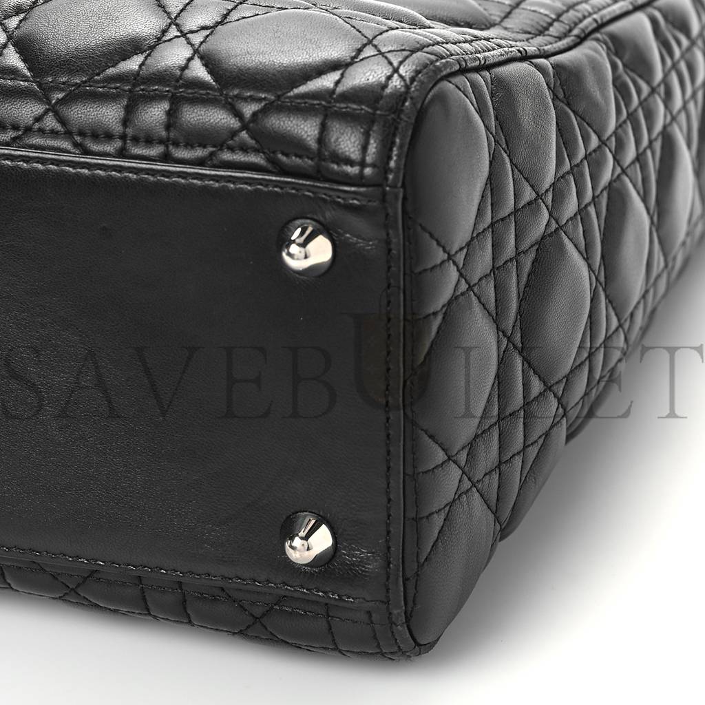 DIOR LAMBSKIN CANNAGE LARGE LADY DIOR BLACK (32*25*12.1cm)