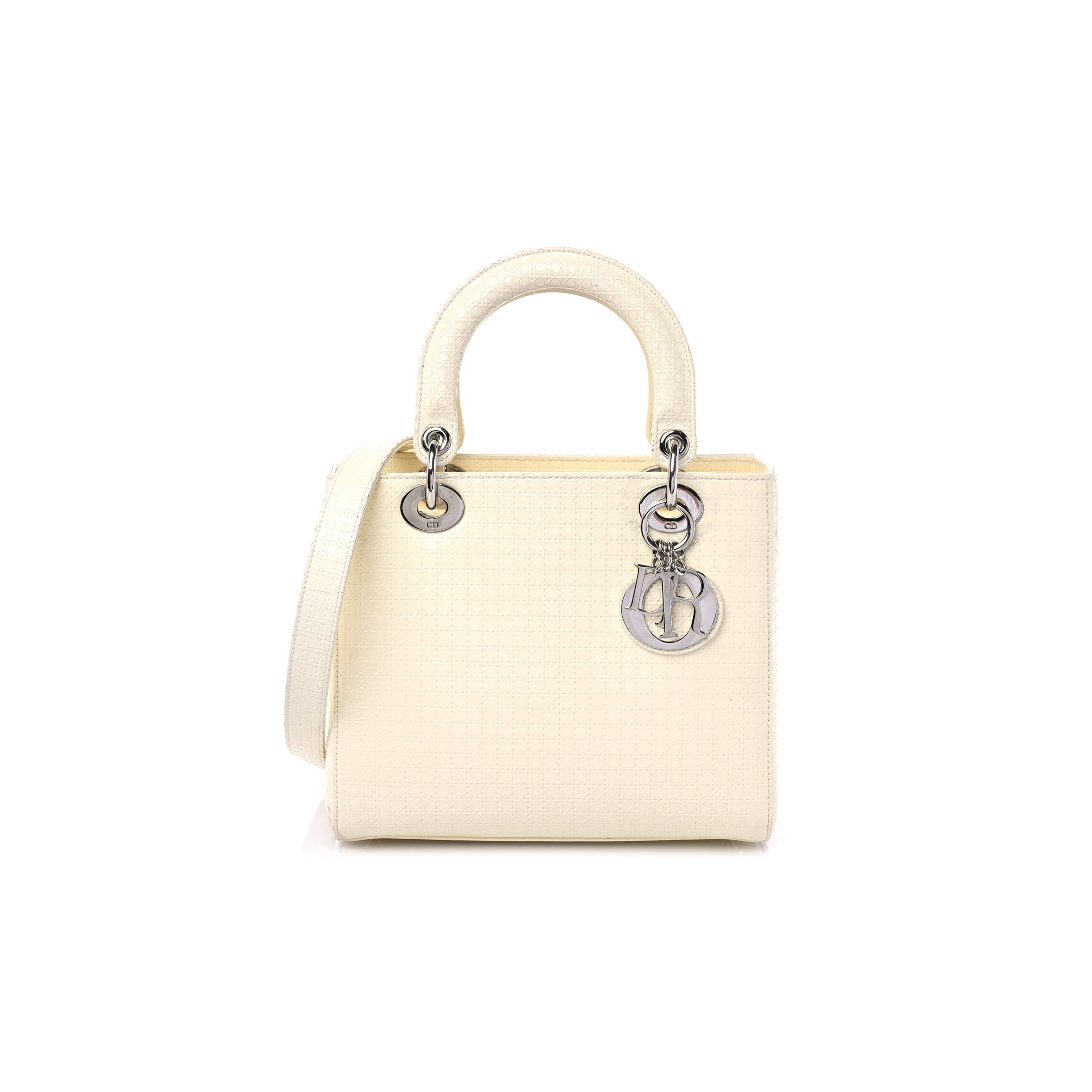 D*or patent micro-cannage mini lady D*or white (23*21*12.1cm)