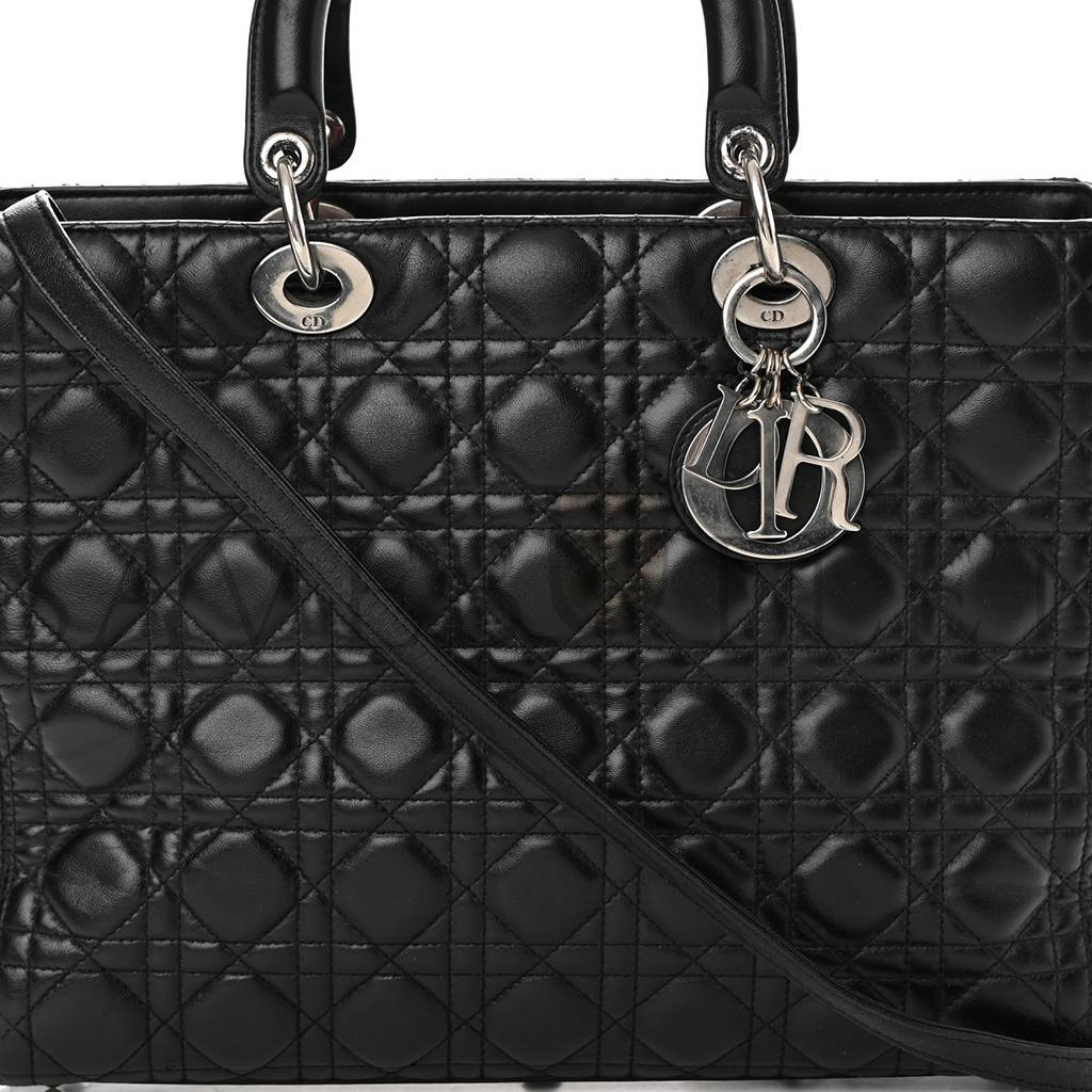 D*or lambskin cannage large lady D*or black (31*25*12.1cm)