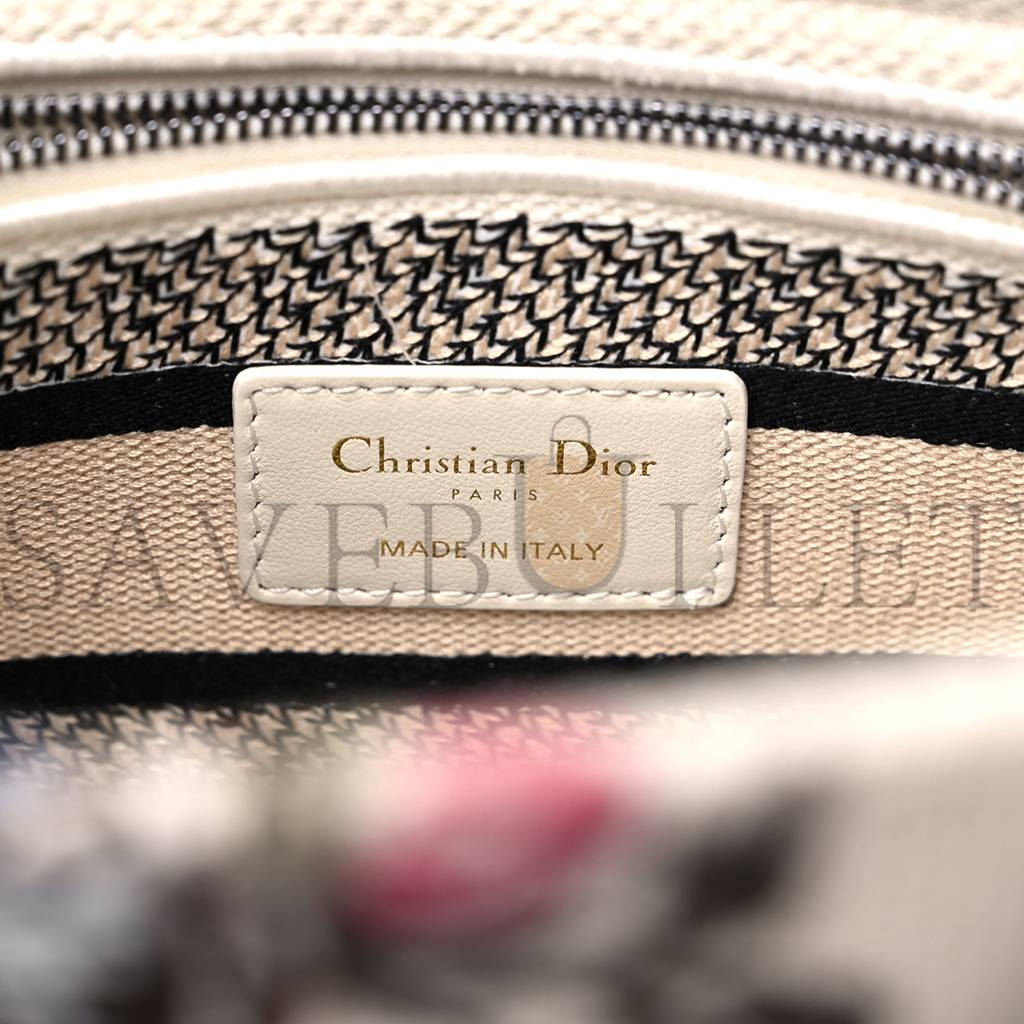 DIOR CANVAS JARDIN D'HIVER EMBROIDERED MEDIUM LADY D-LITE ECRU MULTICOLOR (24*20*12.1cm)