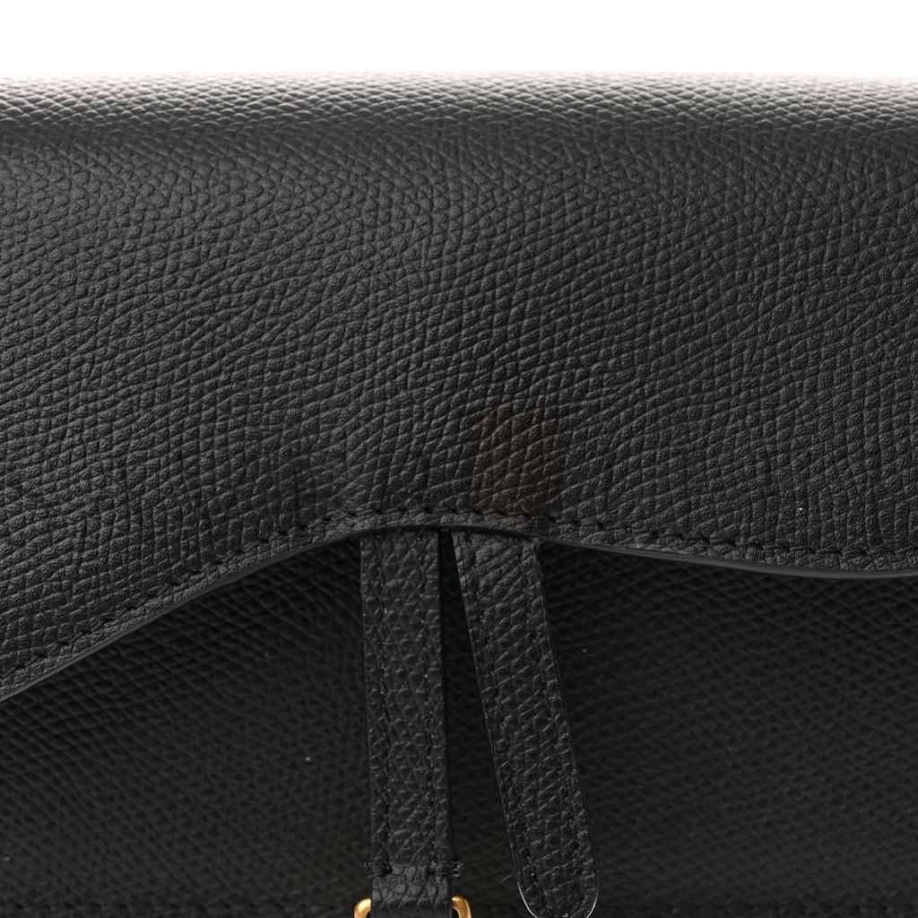 D*or grained calfskin saddle belt bag black (17*10*3.2cm)