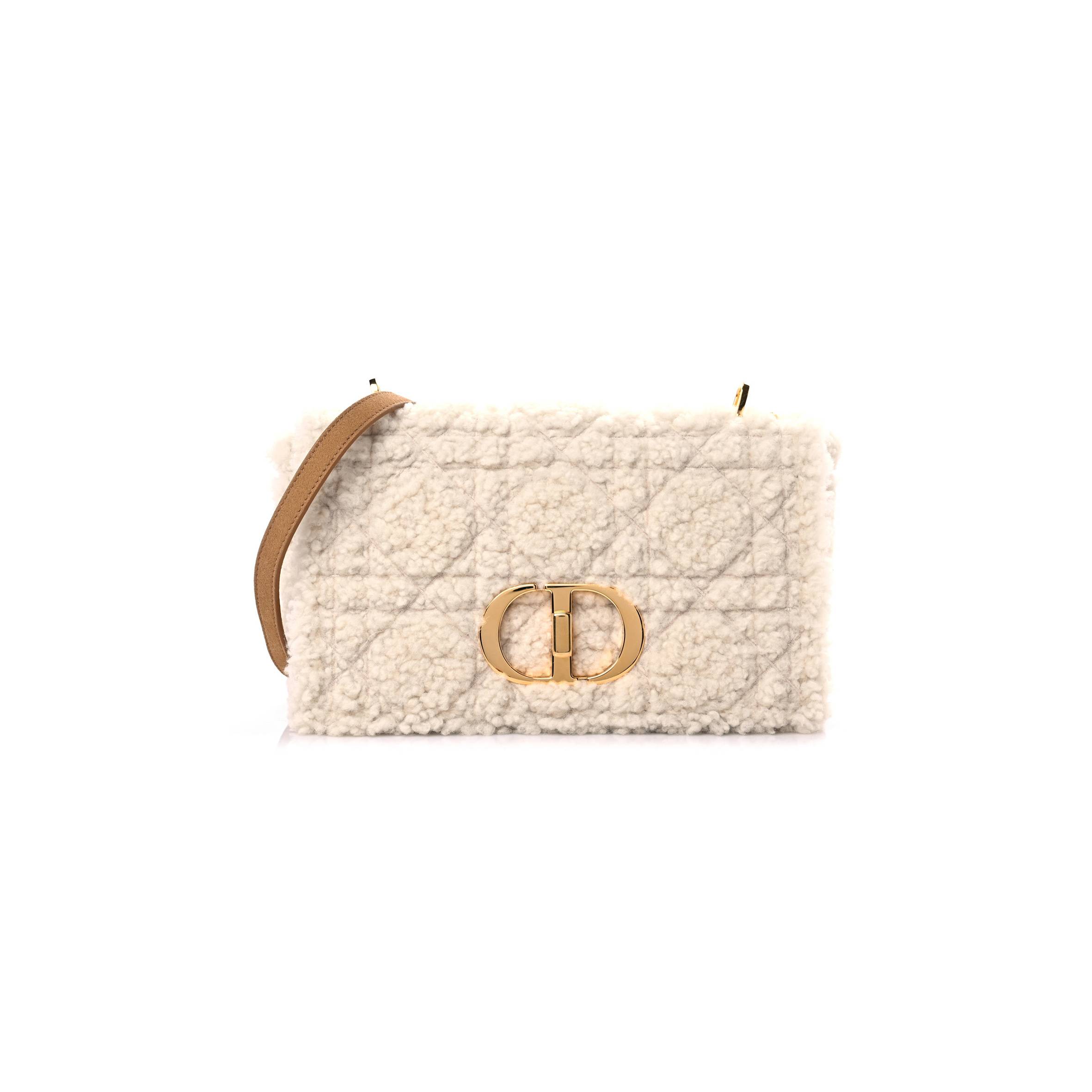 D*or shearling cannage medium caro bag natural (29*17*9.5cm)