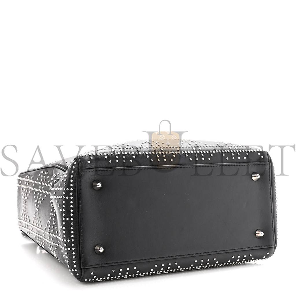 D*or lambskin studded cannage medium lady D*or black (23*20*12.7cm)