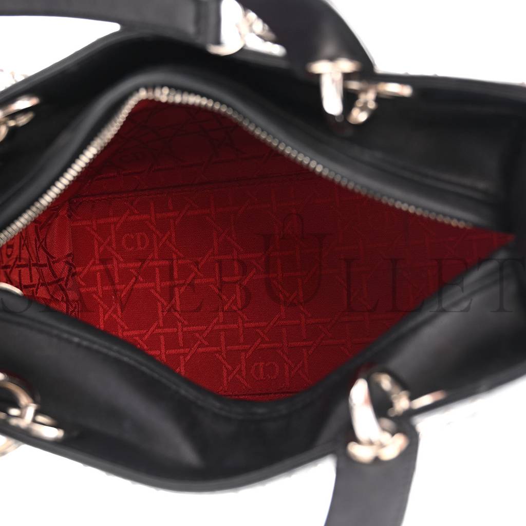 D*or lambskin studded cannage medium lady D*or black (23*20*12.7cm)