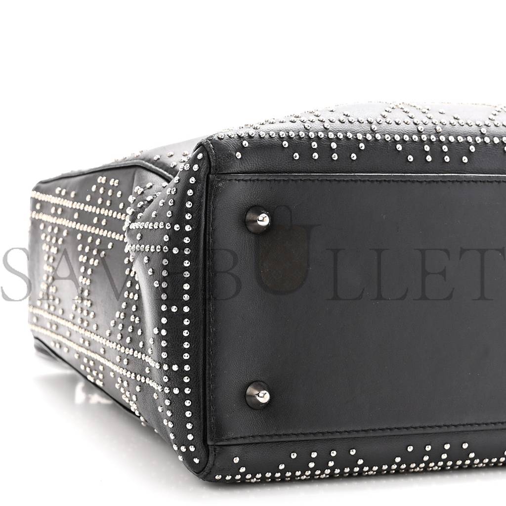 D*or lambskin studded cannage medium lady D*or black (23*20*12.7cm)