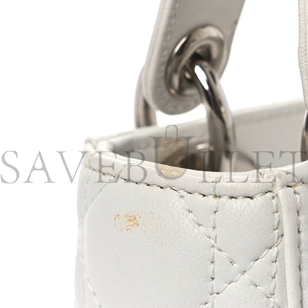 D*or lambskin cannage mini lady D*or white (17*15*7.6cm)