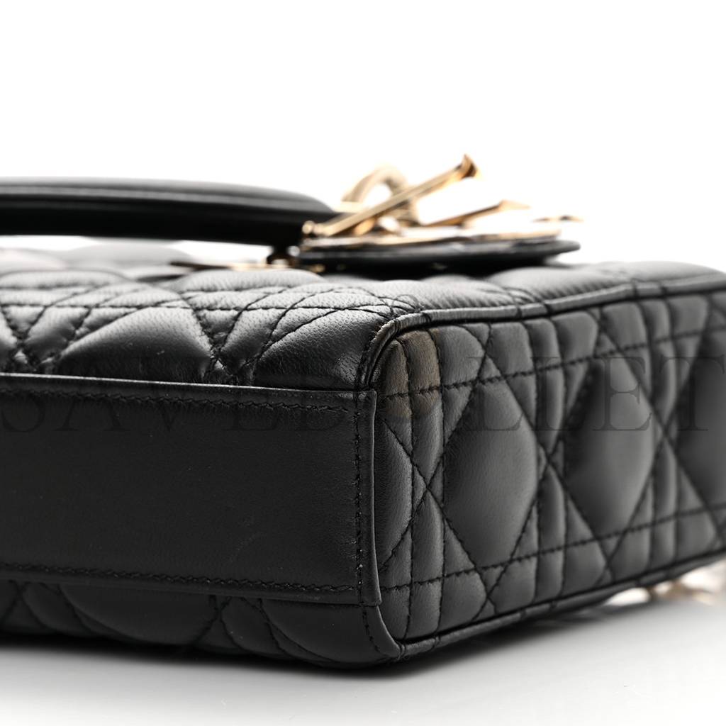 D*or lambskin cannage lady d-joy black (25*14*5.7cm)