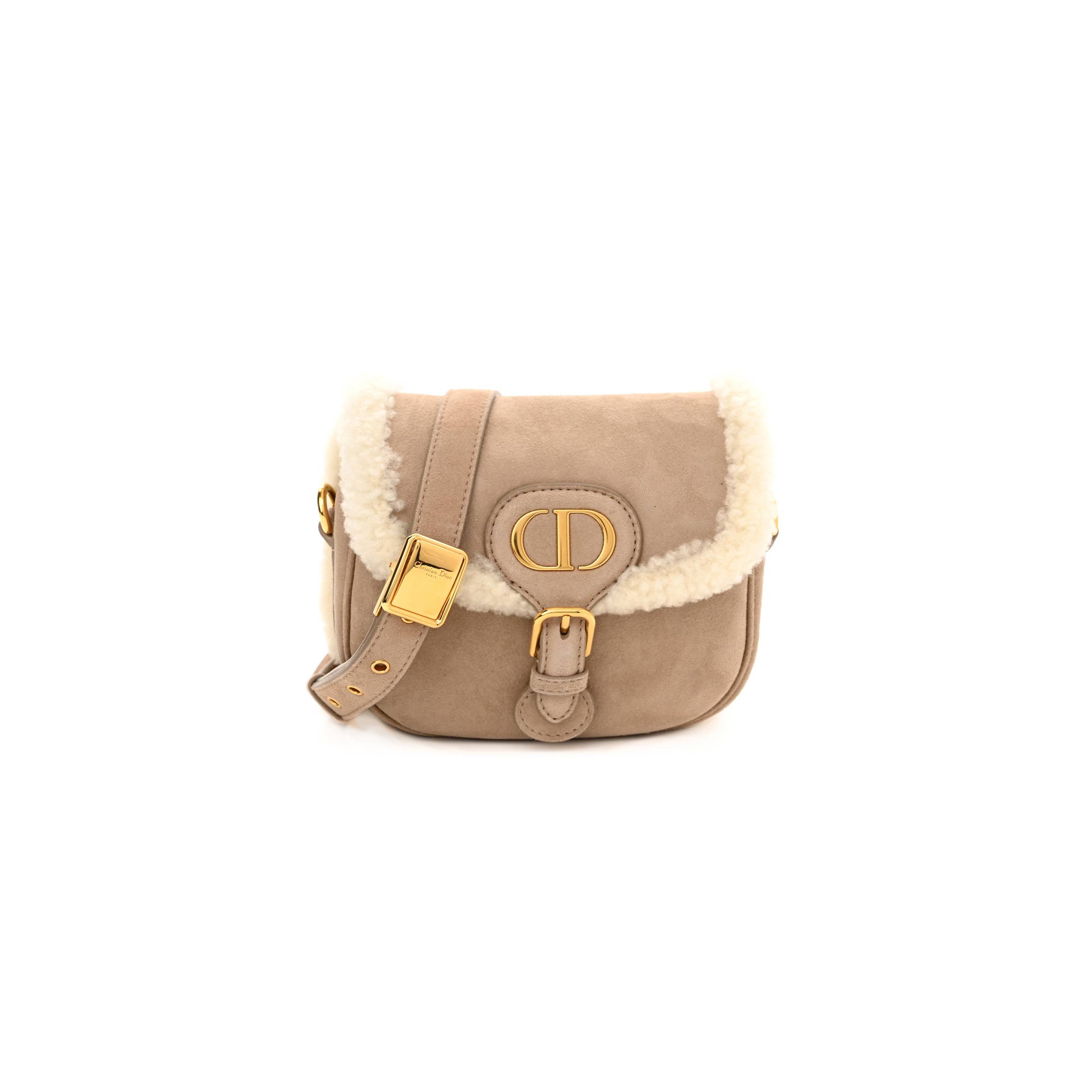 D*or suede shearling small bobby flap beige (17*17*5.7cm)