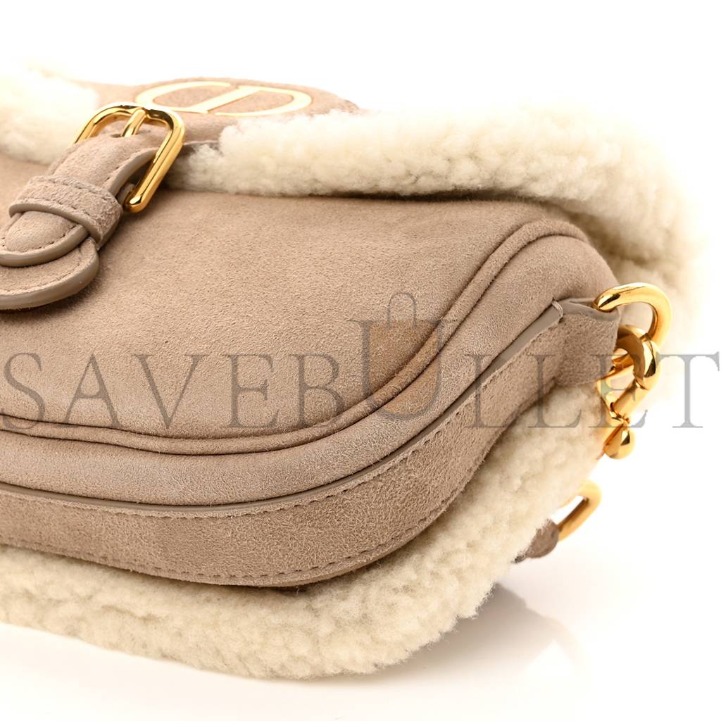 D*or suede shearling small bobby flap beige (17*17*5.7cm)