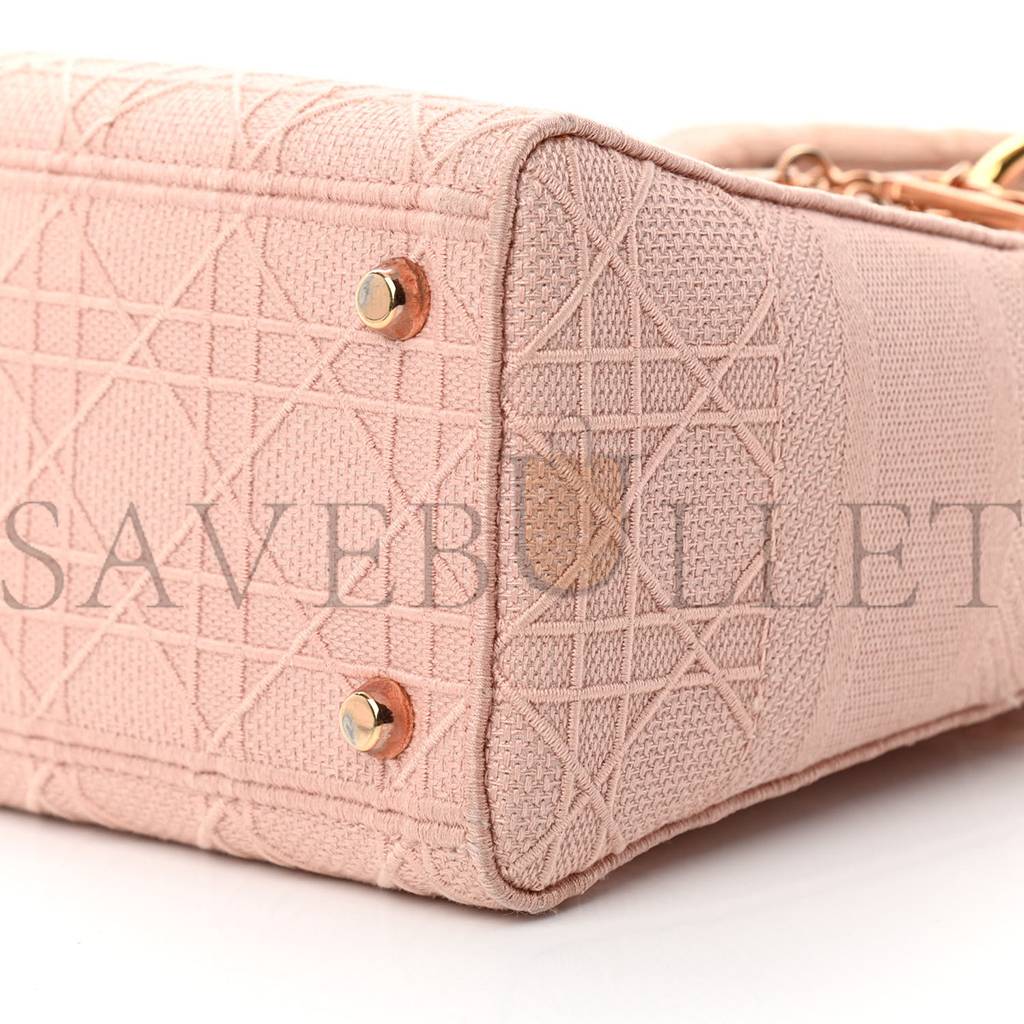 D*or canvas embroidered cannage medium lady d-lite pink (23*20*11.4cm)