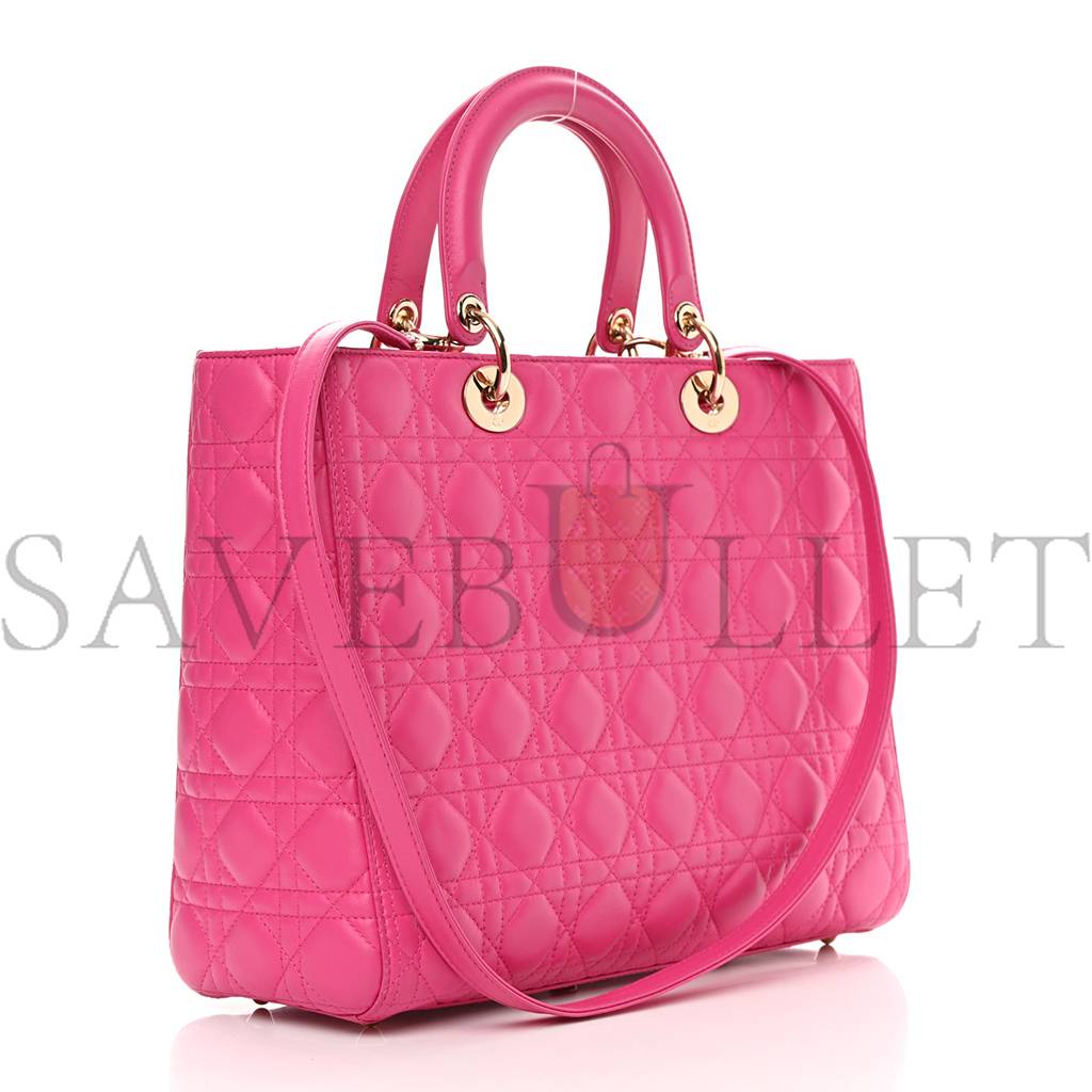 D*or lambskin cannage large lady D*or fuchsia (32*25*8.9cm)